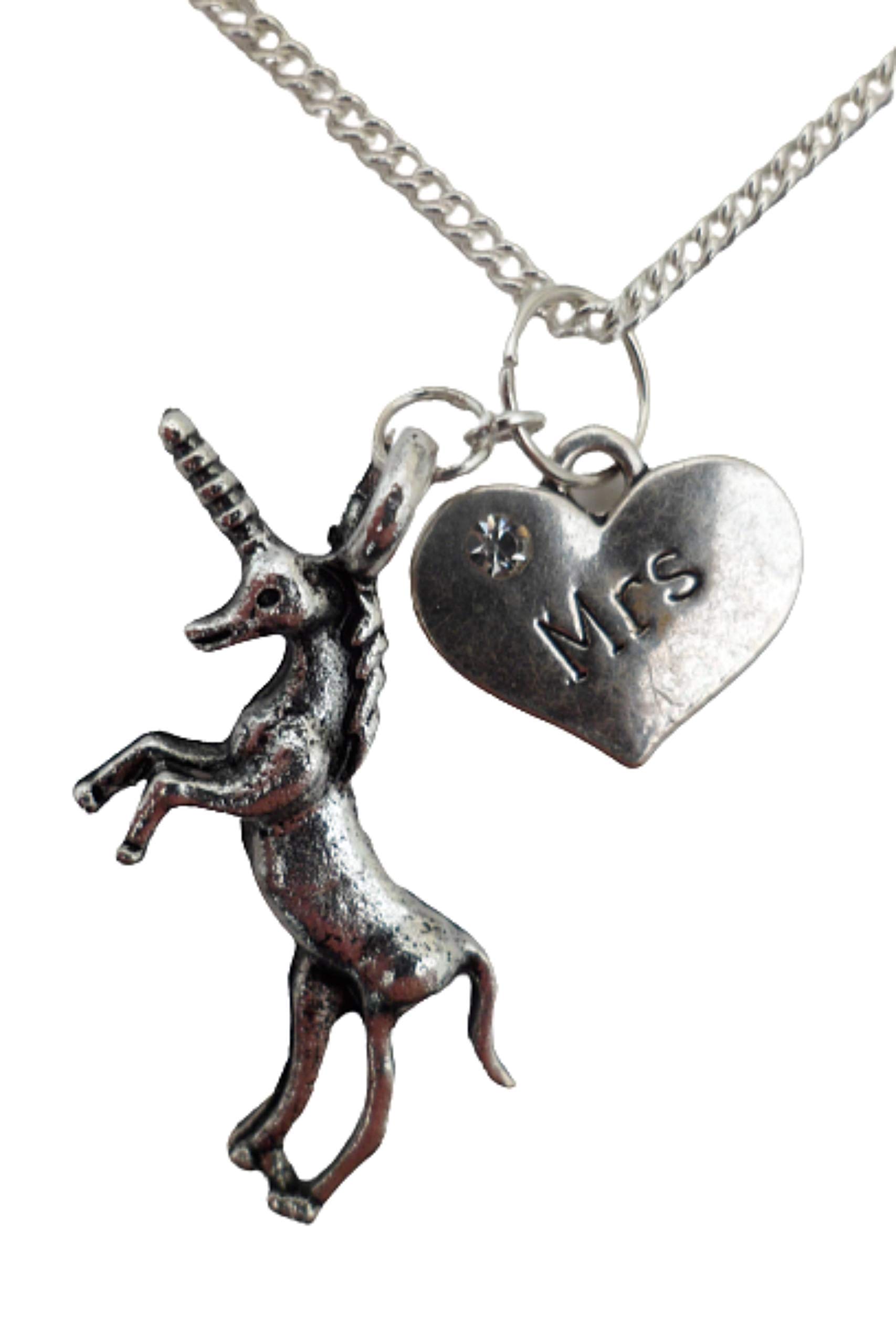 Silver Plated Heart Charm Necklace with Gemstone - Unicorn Pendant Jewelry for Women | Perfect Gift for Valentine's Day, Anniversary & Special Occasions