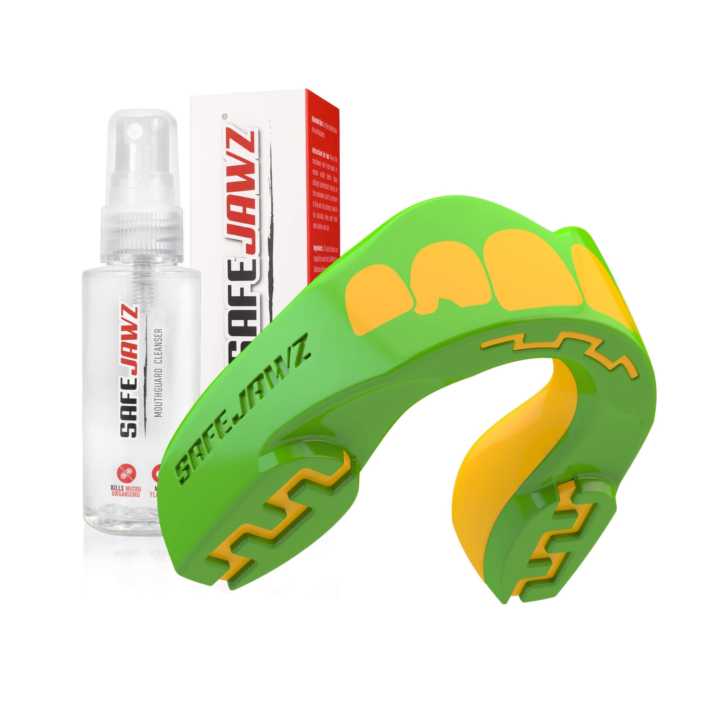 SafeJawz Sports Mouthguard & Cleaning Kit - Premium Gum Shield for Football, Rugby, Hockey, Lacrosse & Contact Sports (Ogre, Adult Size) - Perfect for Training, Games & Teeth Protection