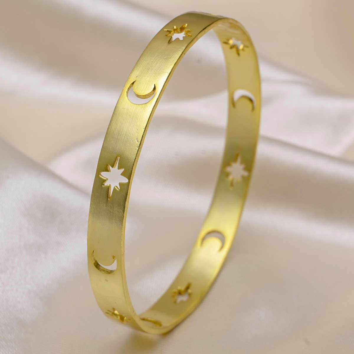 Stylish Night Bangle - Elegant Moon & Star Charm Bracelet for Women | Perfect for Evening Parties, Date Nights & Special Occasions