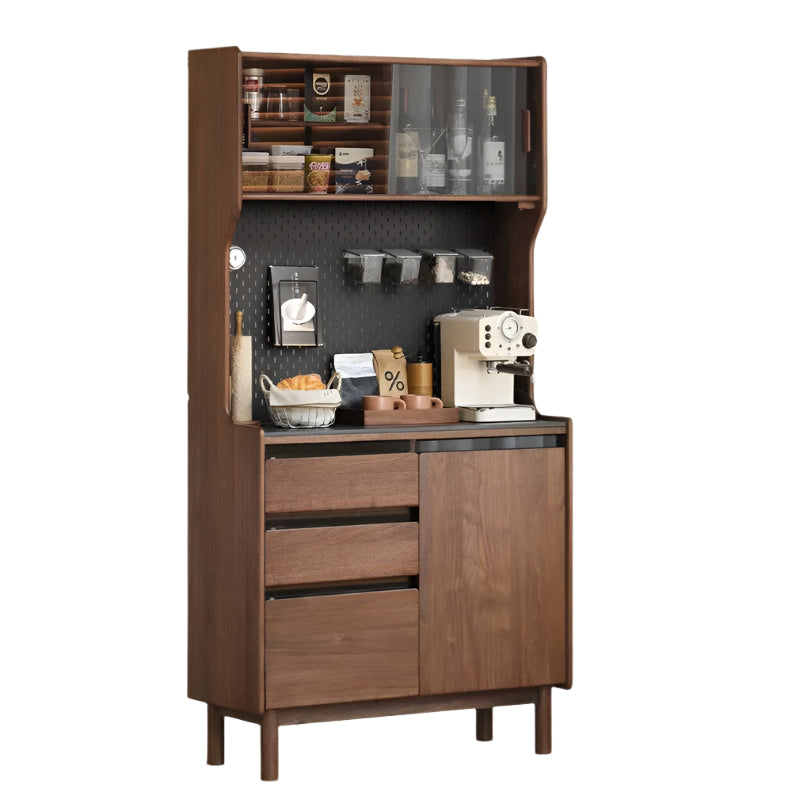 39.4x15.7x75.9 inch / 100x40x192.7 cm / Rich Dark Walnut Color / black rock board sideboard