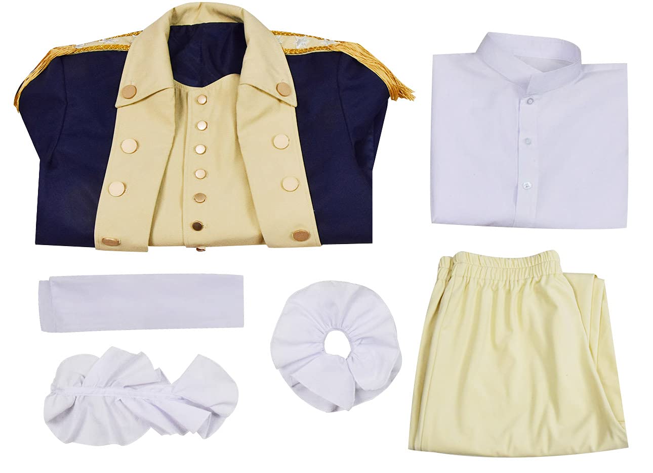 George Washington Costume for Men - Colonial Uniform Jacket, Shirt & Pants Set - Revolutionary War Outfit for Halloween, Historical Reenactment & Cosplay Events