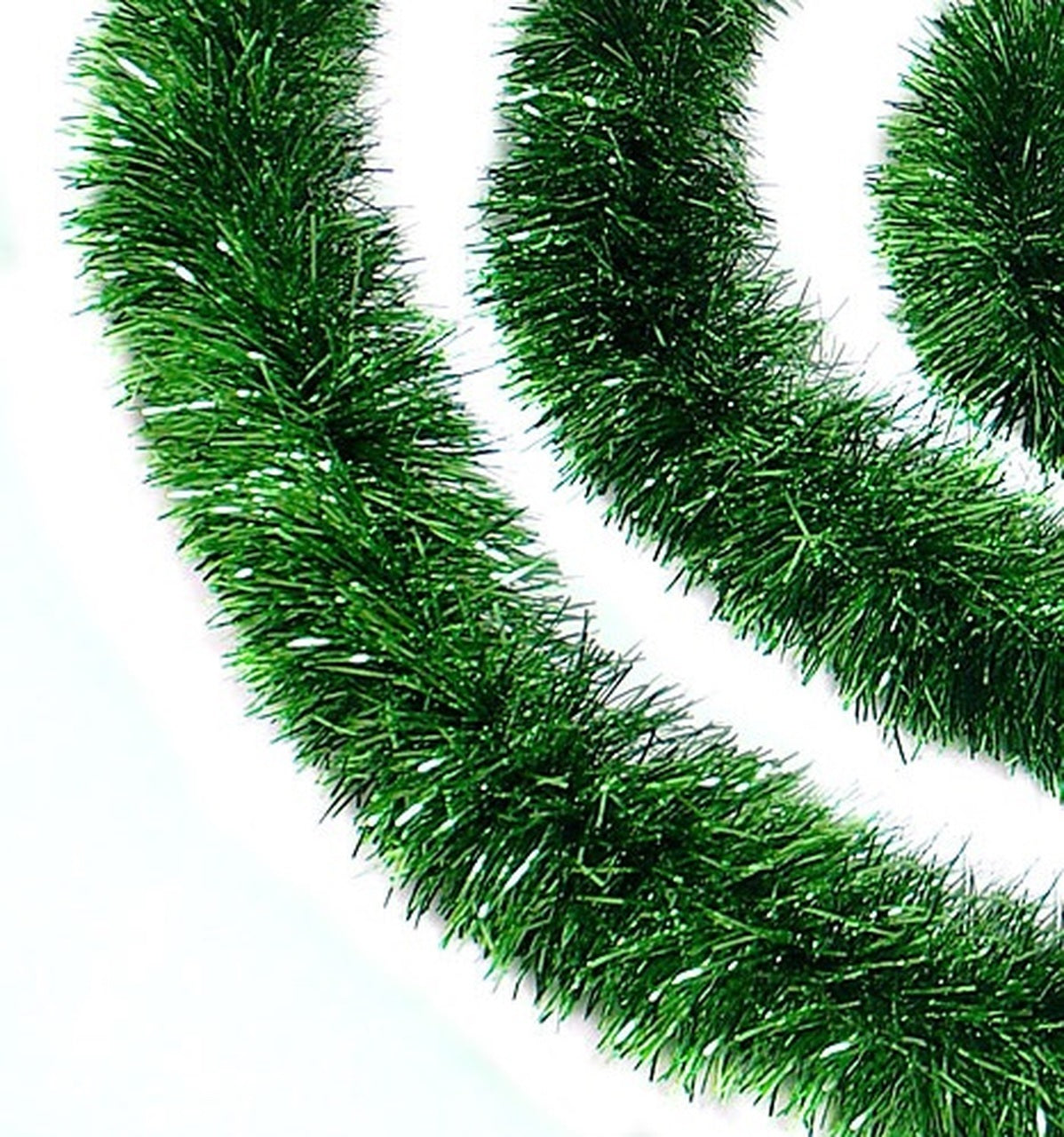 15' Green Tinsel Christmas Garland - Festive Holiday Decor for Tree, Mantel & Staircase | Indoor/Outdoor Xmas Decoration