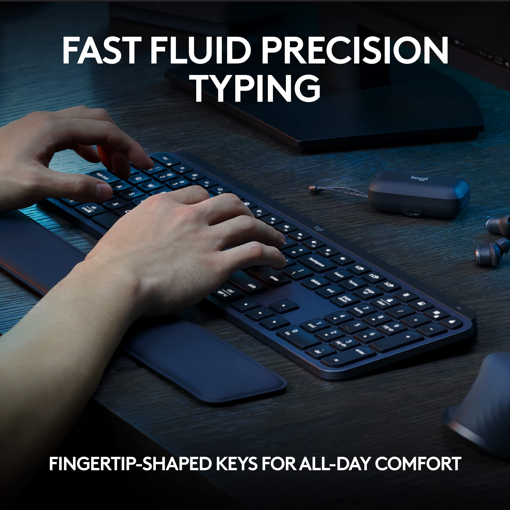 Logitech MX Keys S Wireless Bluetooth Keyboard - Low Profile, Quiet Typing, Backlit Keys, USB-C Rechargeable (Renewed, Graphite) - Perfect for Office, Home & Remote Work