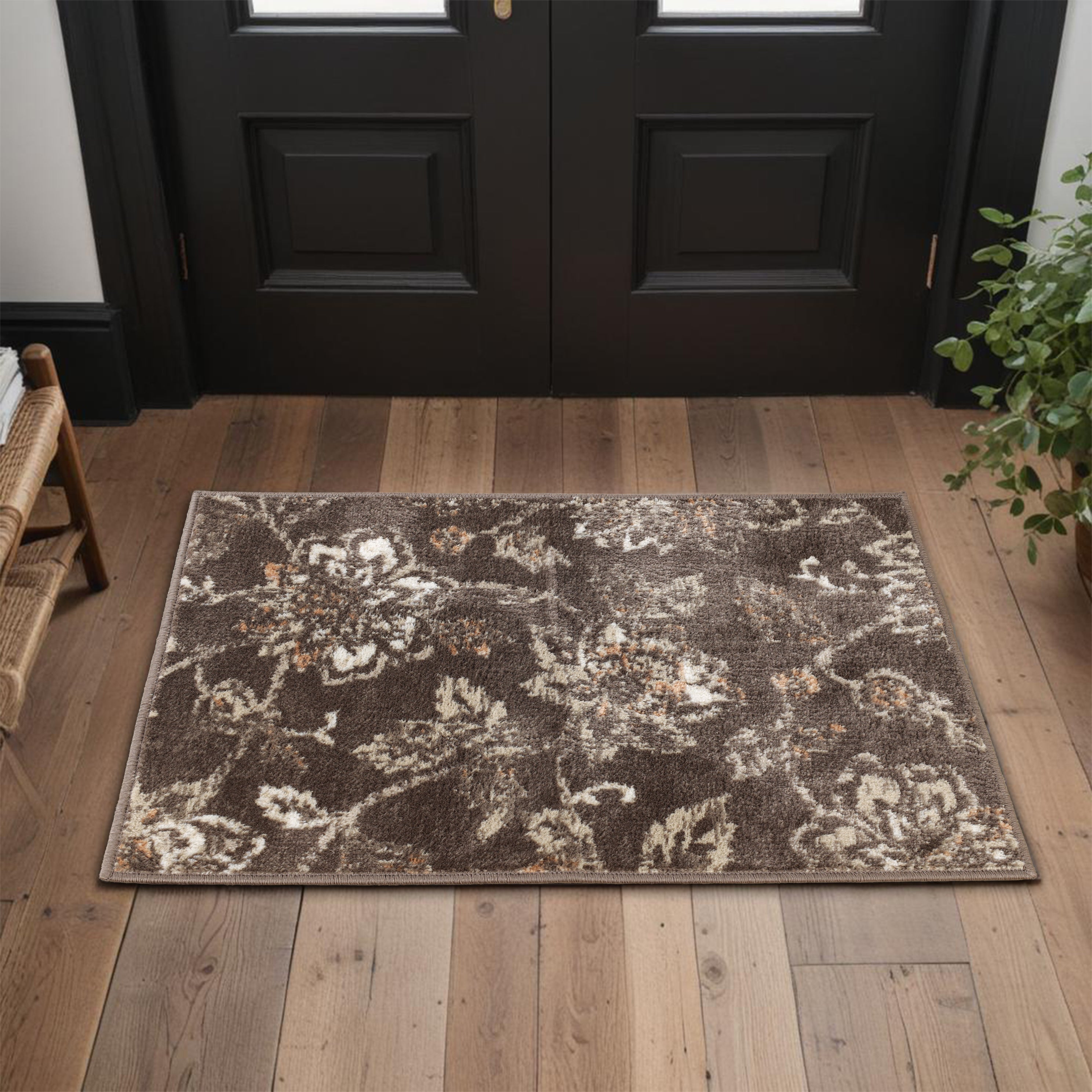 Jacobean Floral Modern Farmhouse Indoor Area Rugs & Runner Rugs - Soft Non-Slip Living Room Bedroom Decor for Cozy Home