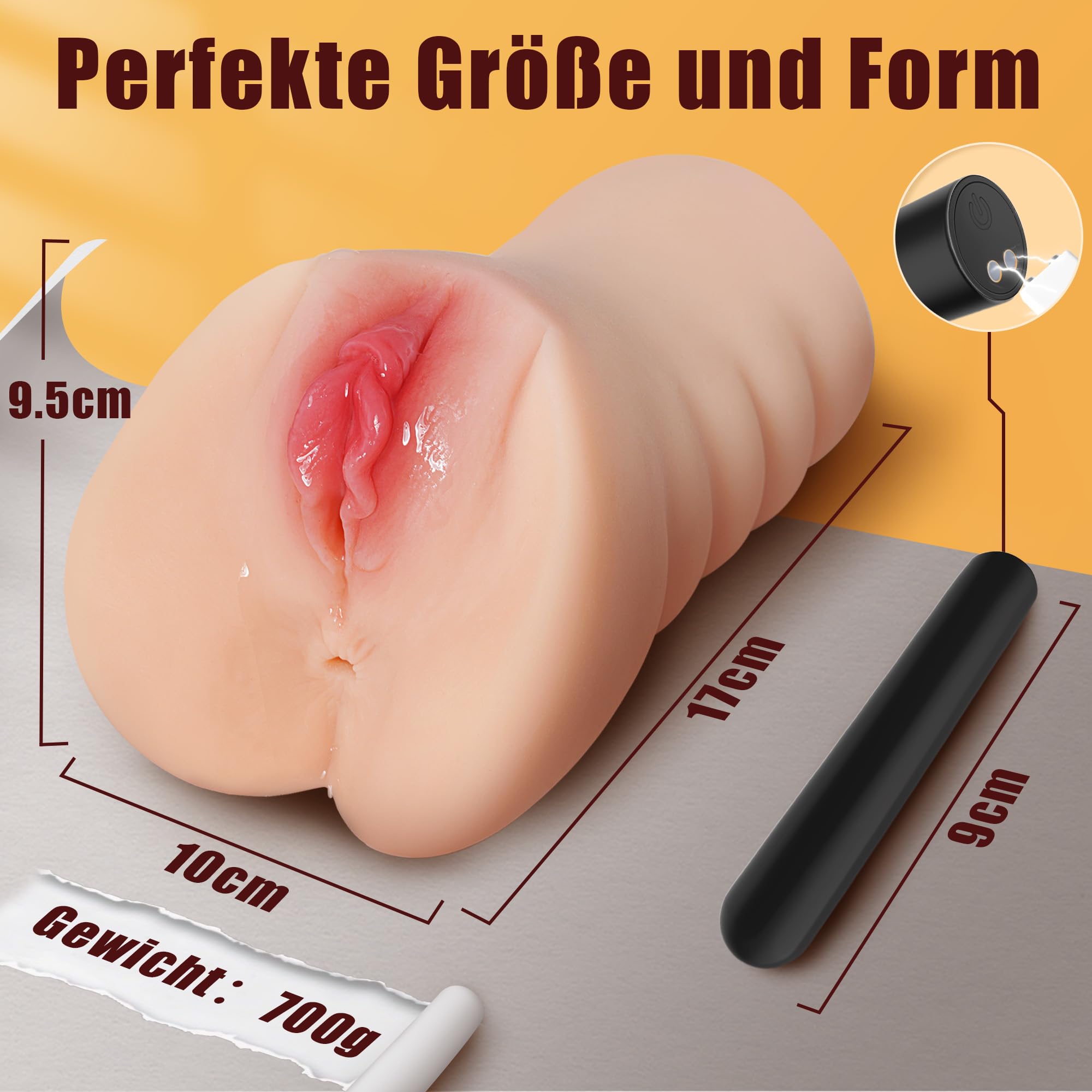 700G Male Masturbator - Realistic 3D Vagina & Clitoris Vibrating Sex Toy for Men with Anal Ring - Portable Pocket Pussy & Dildo for Solo Pleasure - Perfect for Home Use, Travel & Discreet Adult Play