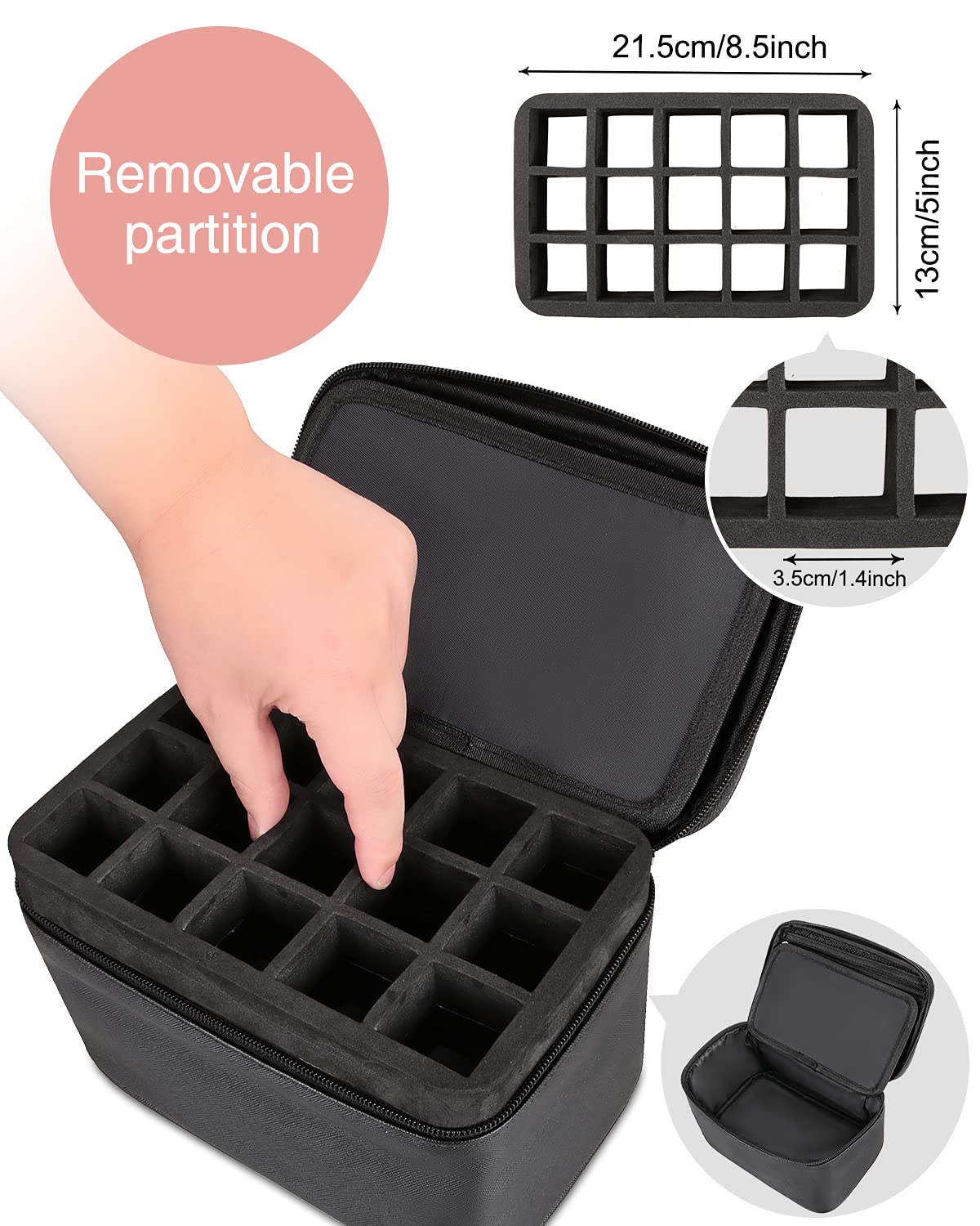 Premium Nail Polish Organizer Bag - Nail Art Set Travel Case with Multiple Compartments, Manicure Tool Storage Pouch for Women - Perfect for Travel, Salon & Home Use (Black)