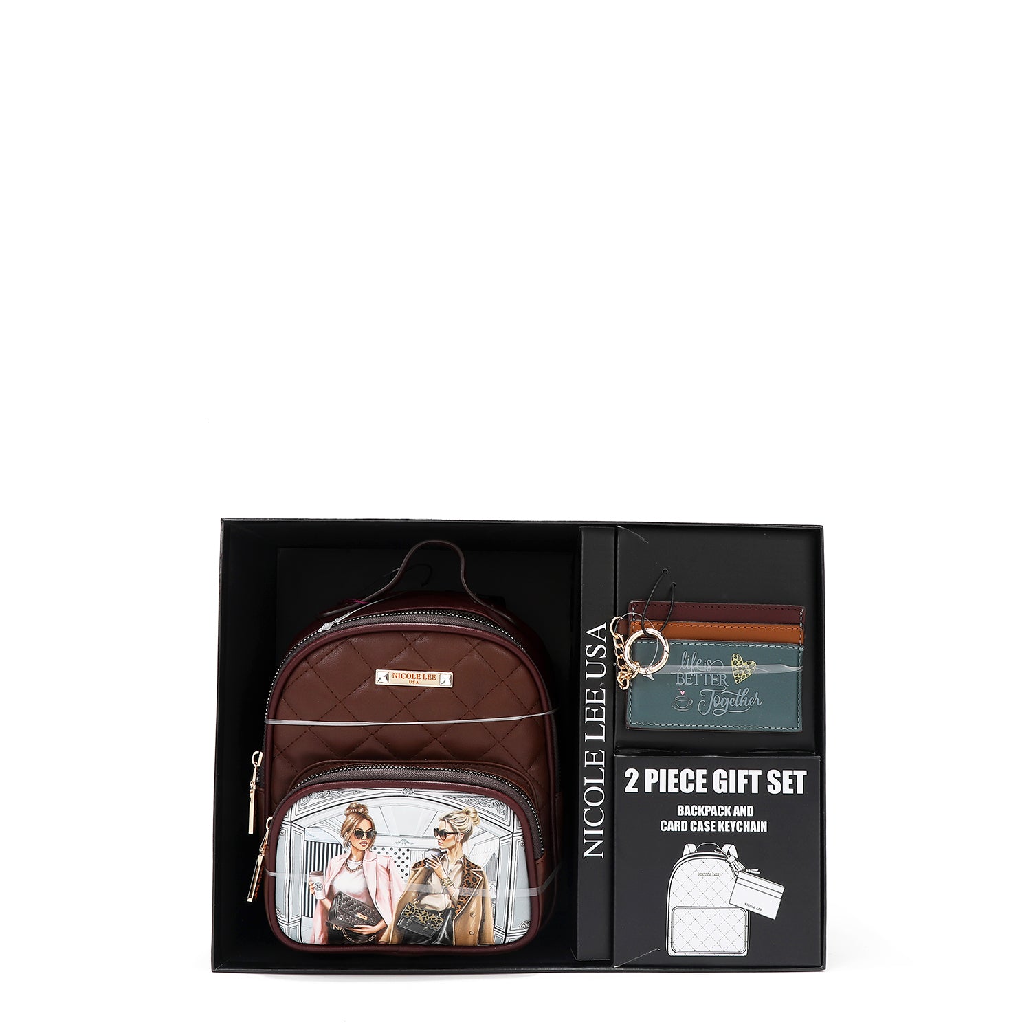 2 Piece Gift Set - Mini Backpack & Card Holder Wallet for Women | Perfect for Travel, Shopping & Daily Use