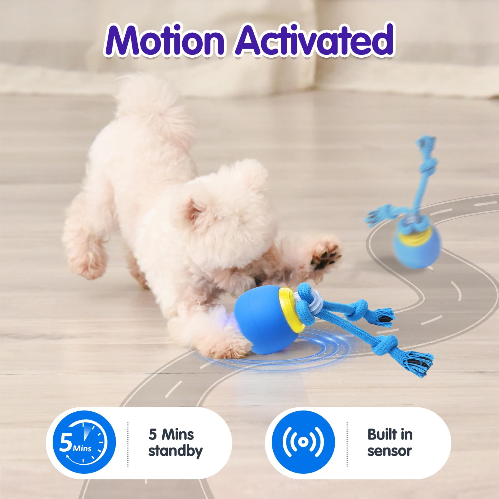 Interactive Electric Dog Ball Toy - Rechargeable Touch Wake-Up with Chirping Sounds for Indoor & Outdoor Play - Fun Pet Training & Exercise Toy for Small & Large Dogs