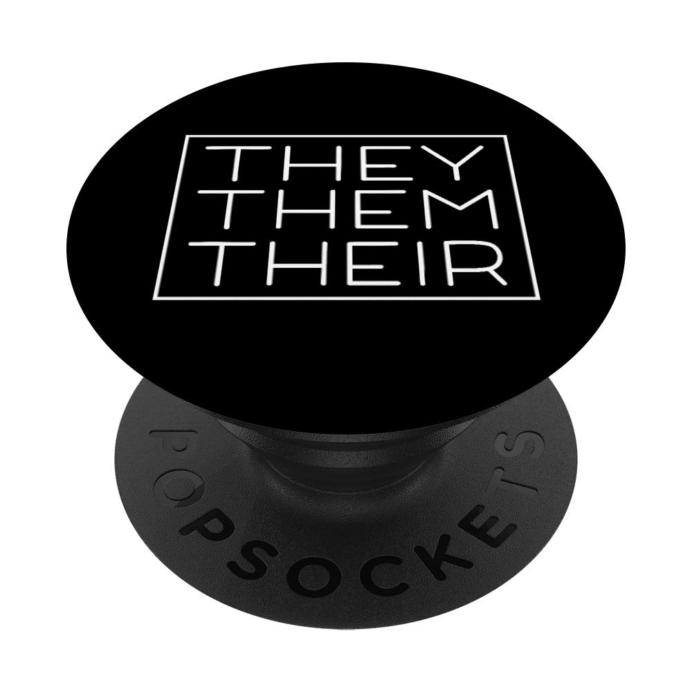 They Them Their Pronouns Trans Nonbinary Transgender PopSockets PopGrip - Swappable Phone & Tablet Grip for LGBTQ+ Support, Ally Pride & Everyday Use