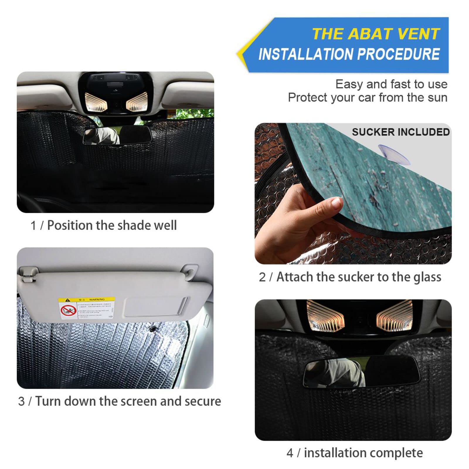 Boccsty Sea Star Seashell Car Windshield Sun Shade - UV Protection for Cars, Trucks & SUVs - Beach Themed Blue Wooden Window Shade - Universal Fit for Men, Women & Baby - Perfect for Beach Trips, Summer Driving & Outdoor Adventures
