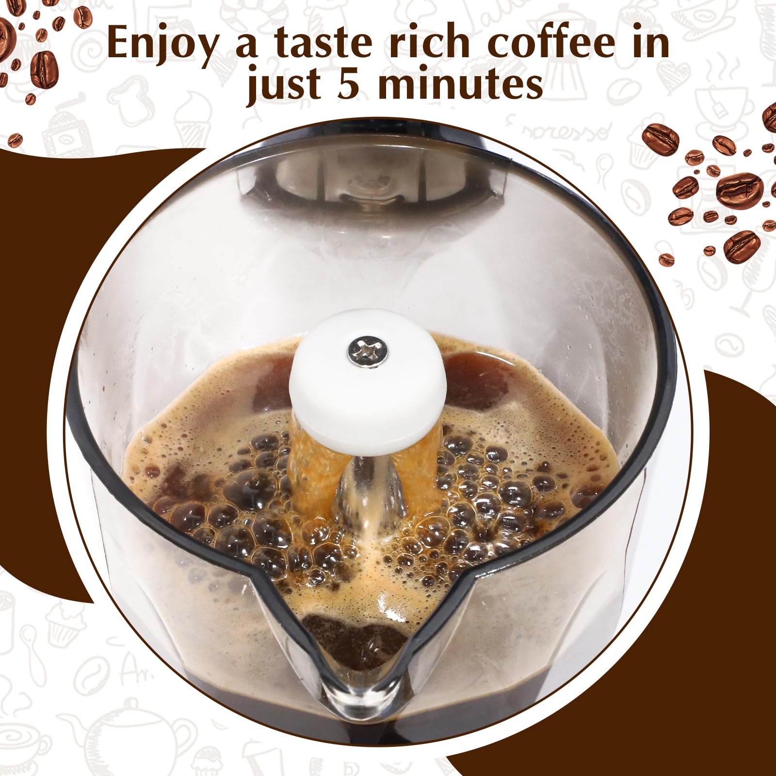 Electric Espresso Maker - Portable 6-Cup Moka Pot for Home & Travel