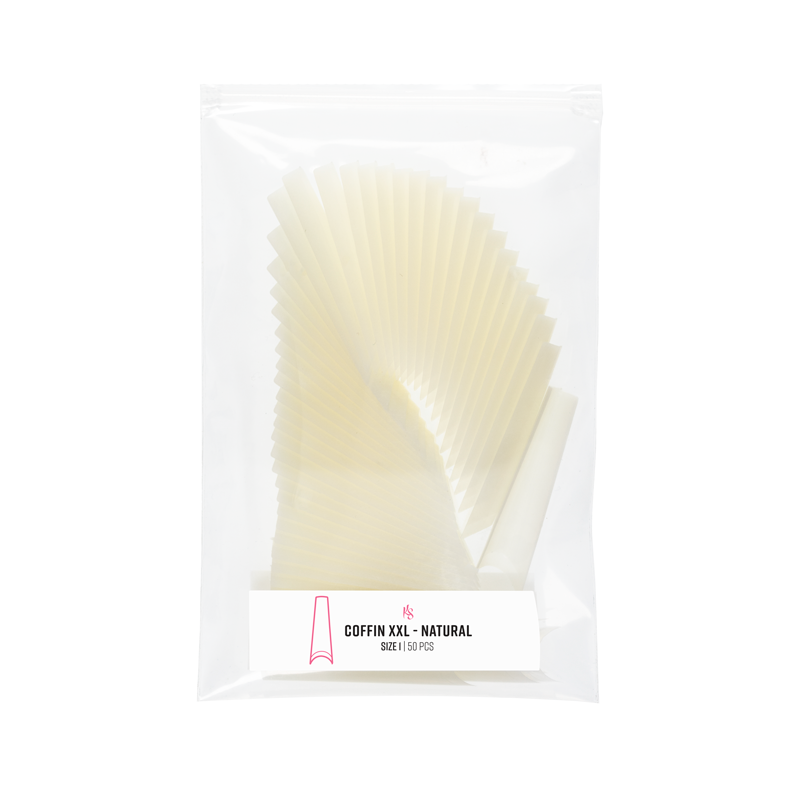 C Curve Refill Bag - Coffin XXL Natural False Nails for Women | Long-Lasting Acrylic Nail Tips | Perfect for Parties, Weddings & Special Occasions