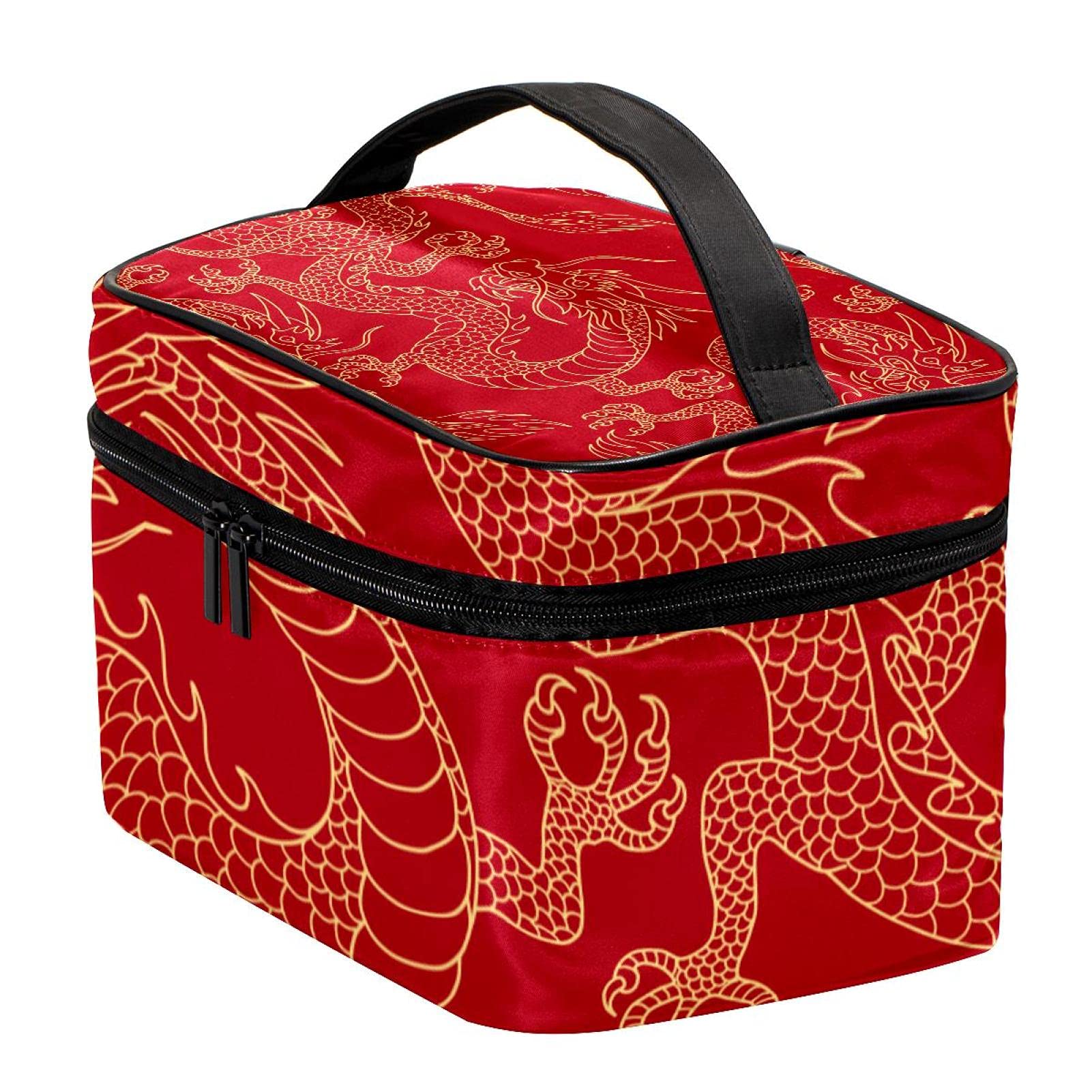 Golden Dragon Makeup Bag - Large Cosmetic Travel Case for Women | Perfect for Travel & Daily Use