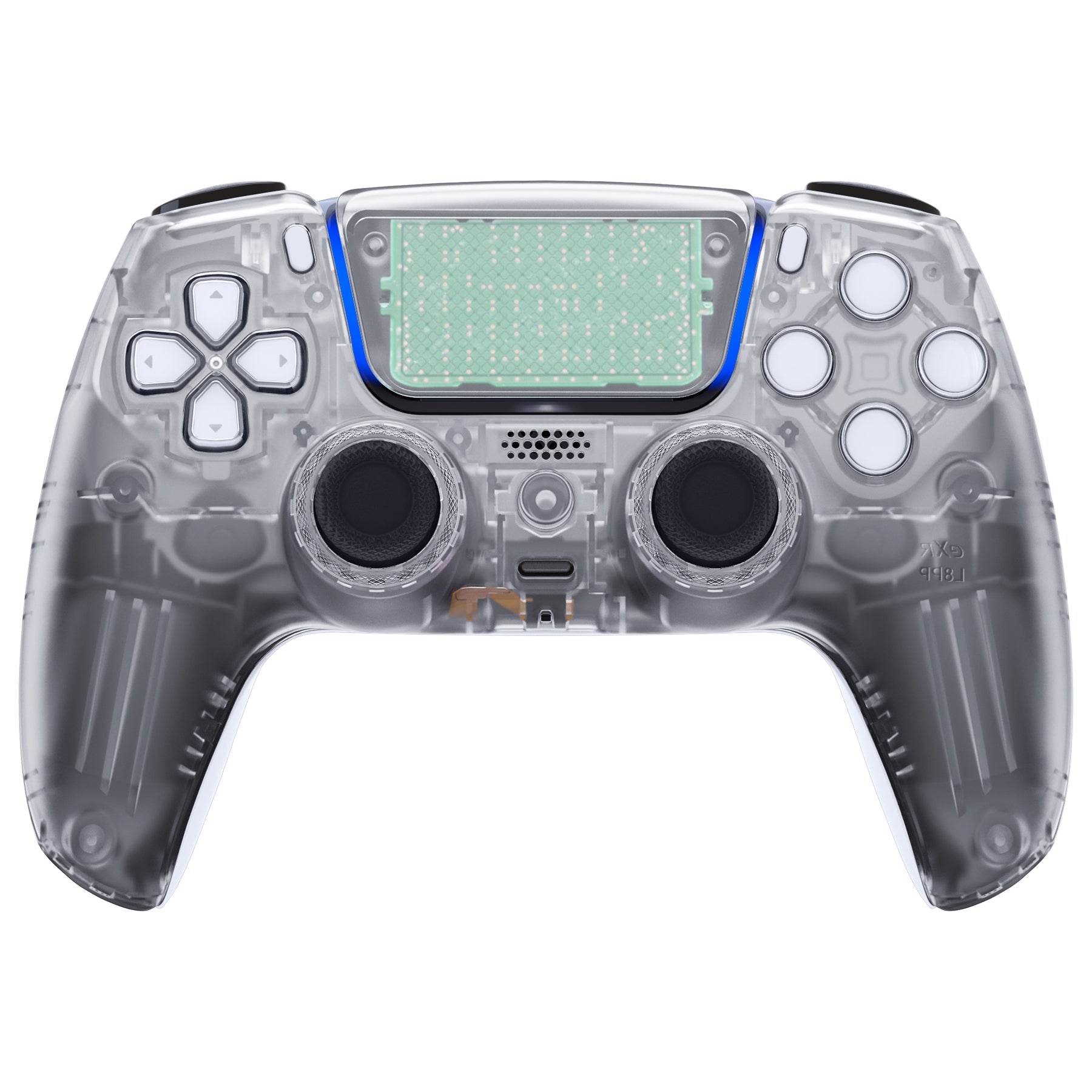 eXtremeRate LUNA Redesigned Clear Front Shell Replacement with Touchpad - Compatible with PS5 Controller BDM 010/020/030/040/050 - Perfect for Gaming, Customization & Controller Repair