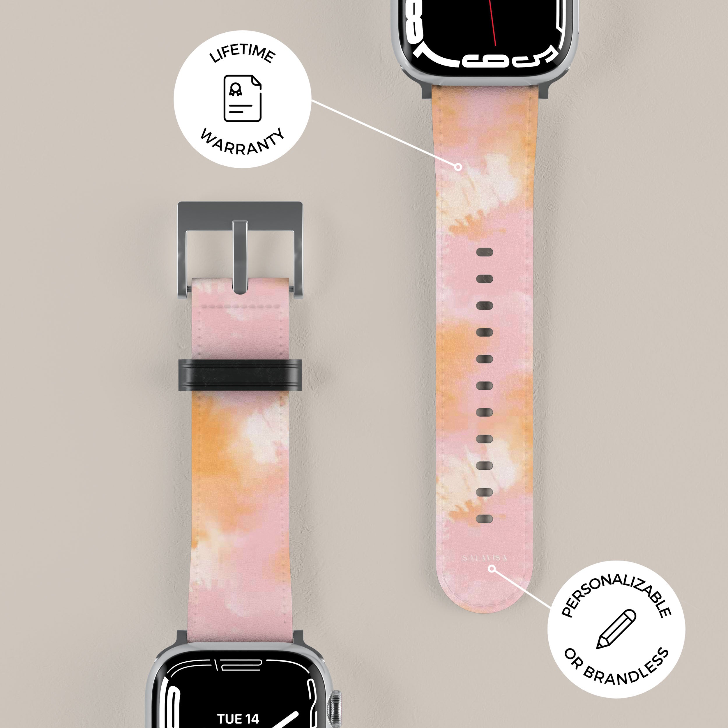Vibrant Pink & Orange Tie Dye Apple Watch Band - Soft Silicone Replacement Strap for Series 9/8/7/SE/6/5/4/3/2/1 - Perfect for Workouts, Yoga & Summer Fashion Accessories