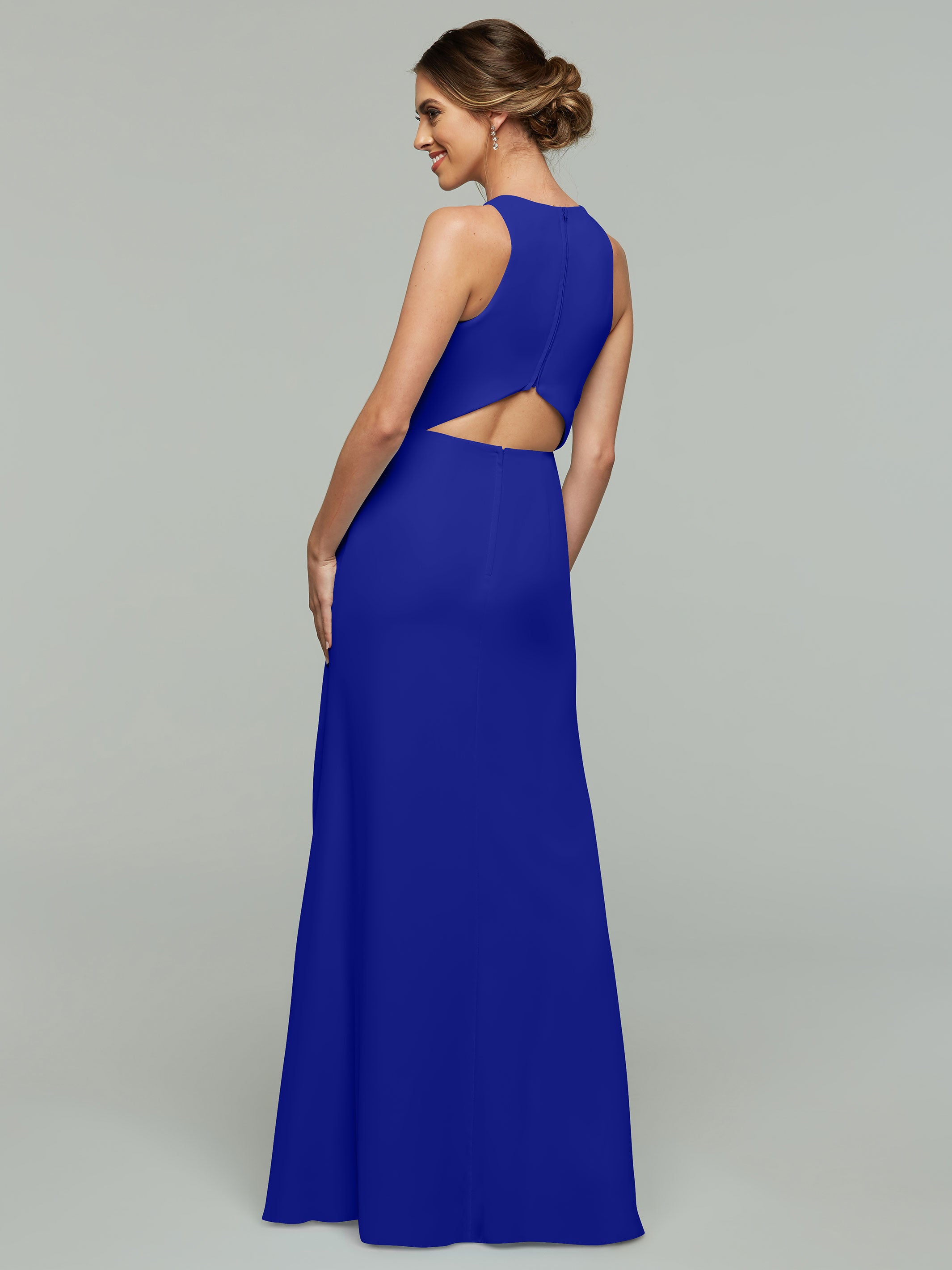 Elegant 80175 Chiffon A-Line Bridesmaid Dress with Plunging Halter Neckline - Perfect for Weddings, Formal Events & Special Occasions