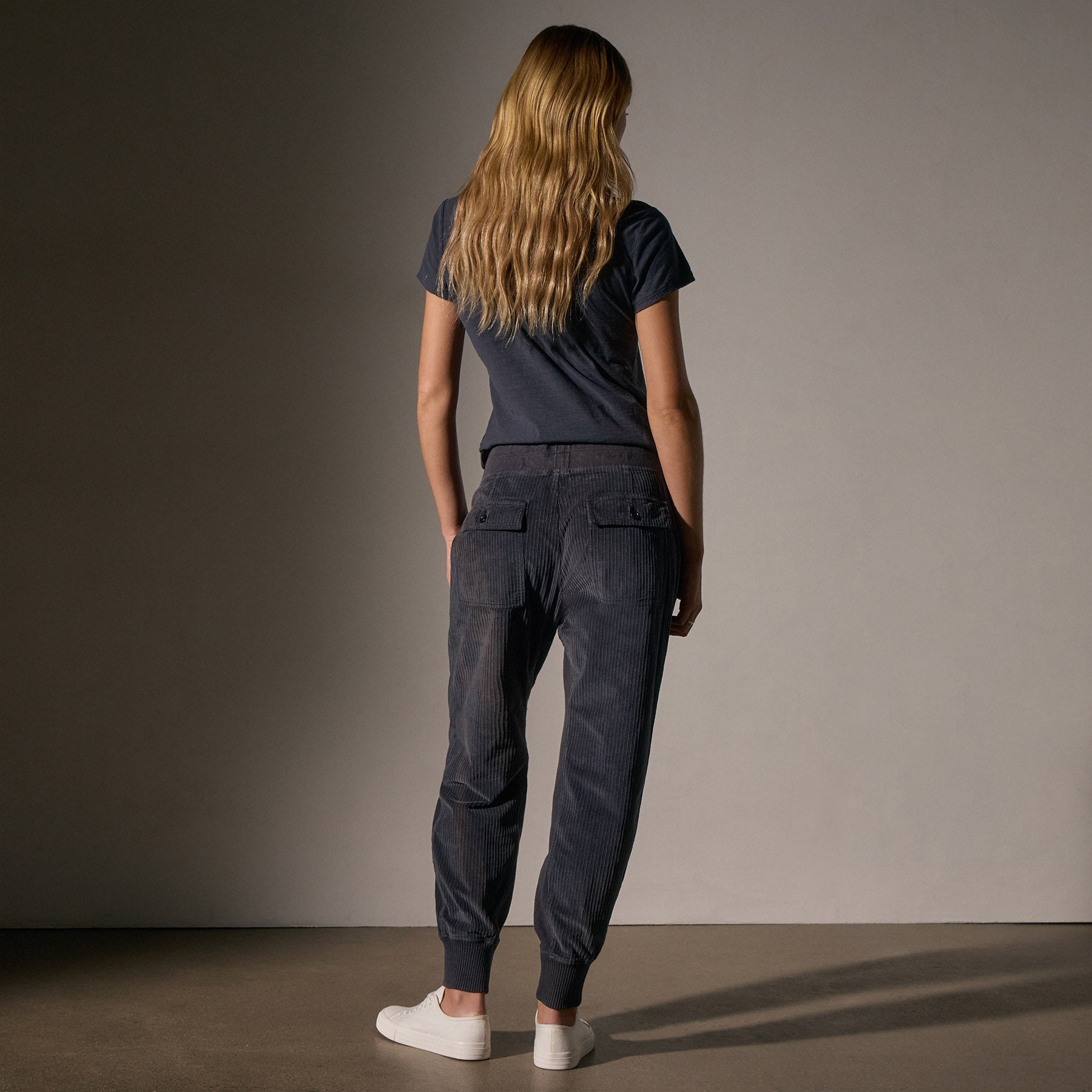 Stylish Corduroy Mixed Media Pants in Blue Noir Pigment - Perfect for Casual Outfits & Fall Fashion