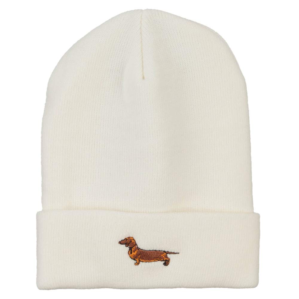 Dachshund Embroidered Long Beanie - Warm Winter Hat for Men & Women - Perfect for Cold Weather, Outdoor Activities, and Dog Lovers