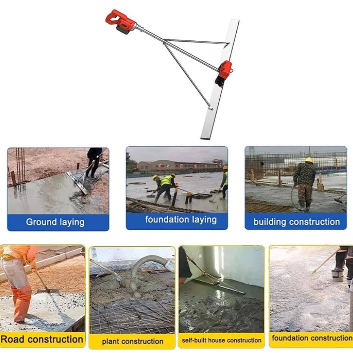 FENGSSLL Battery-Powered Concrete Vibrating Screed - Professional Concrete Finishing & Leveling Tool for Driveways, Patios & Floors