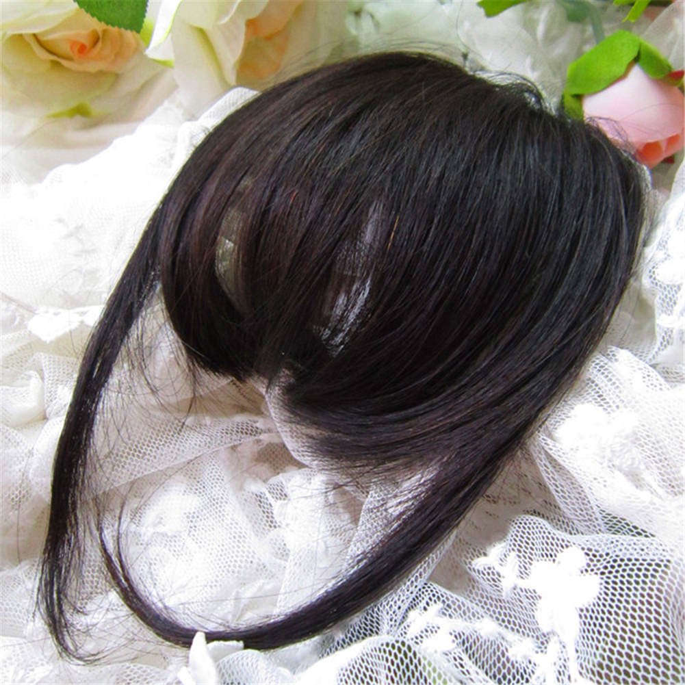 Remeehi Clip-In Bangs Hair Extension - 100% Real Human Hair, Flat Fringe with Side Temples for Women (Dark Brown) | Perfect for Instant Volume, Hairstyle Transformation & Everyday Wear