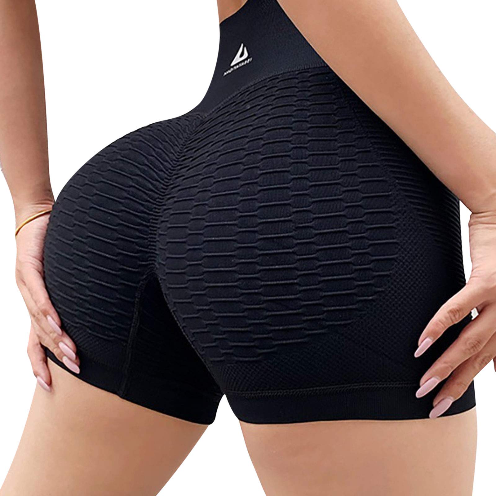 MA&BABY Butt Lifting Yoga Shorts for Women - High Waist Tummy Control Workout Leggings with Ruched Textured Design | Perfect for Gym, Running, TikTok Dance & Everyday Wear