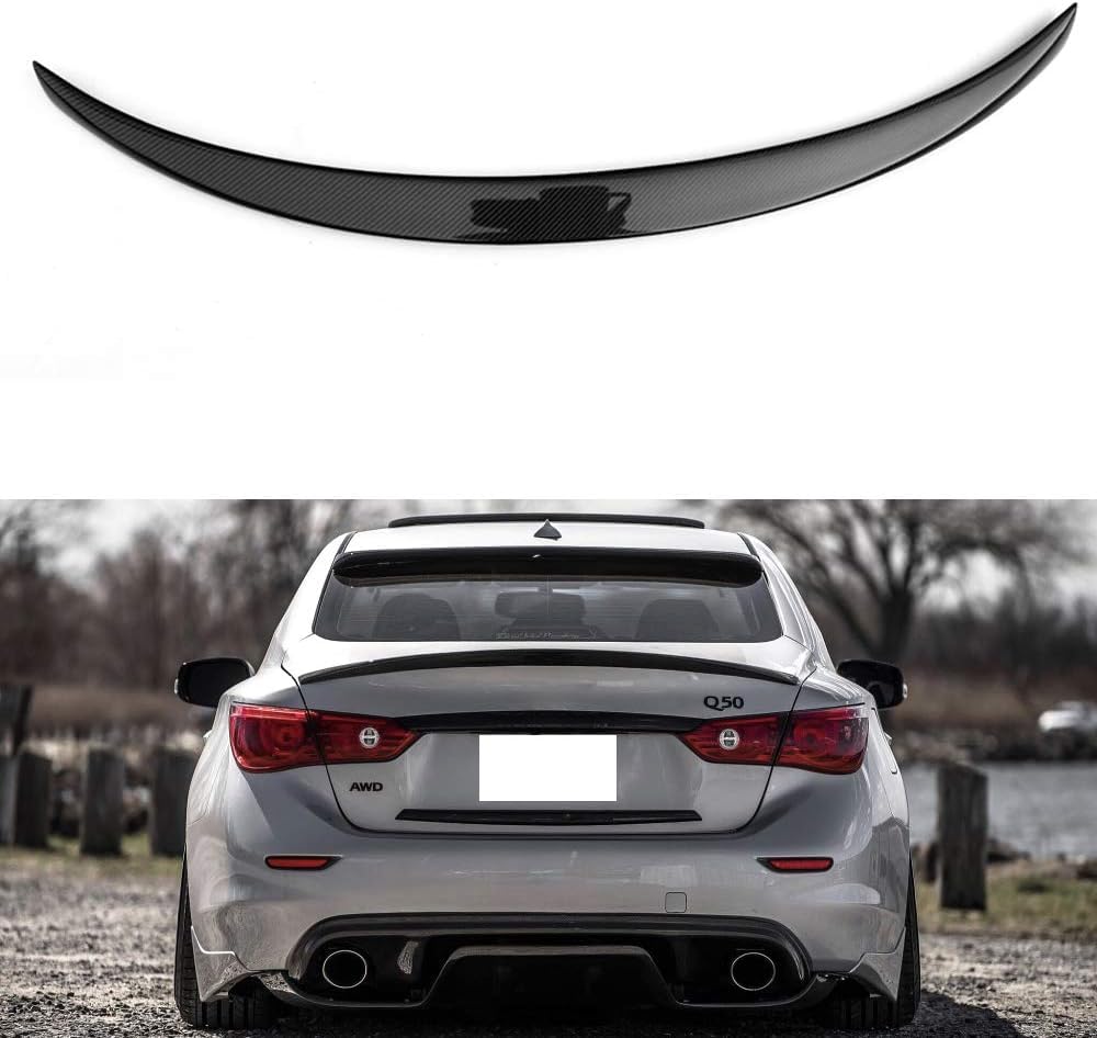 2014-2023 Infiniti Q50 Real Carbon Fiber Trunk Spoiler Wing - Lightweight Performance Upgrade for Sedan - Enhances Aerodynamics & Sporty Style for Daily Driving & Racing