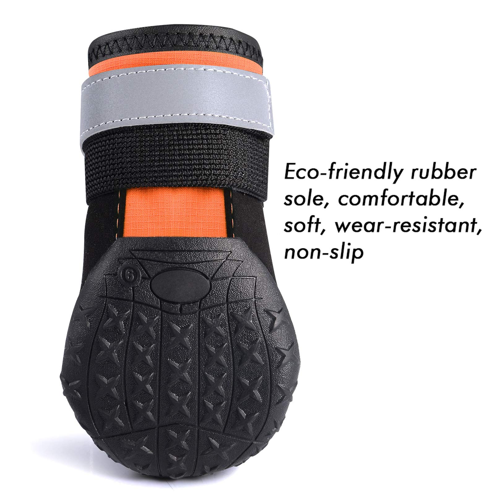 Waterproof Dog Boots for Medium & Large Dogs - Non-Slip Protective Paw Shoes with Adjustable Straps & Reflective Design (Set of 4) - Ideal for Hiking, Snow, Hot Pavement & Outdoor Adventures