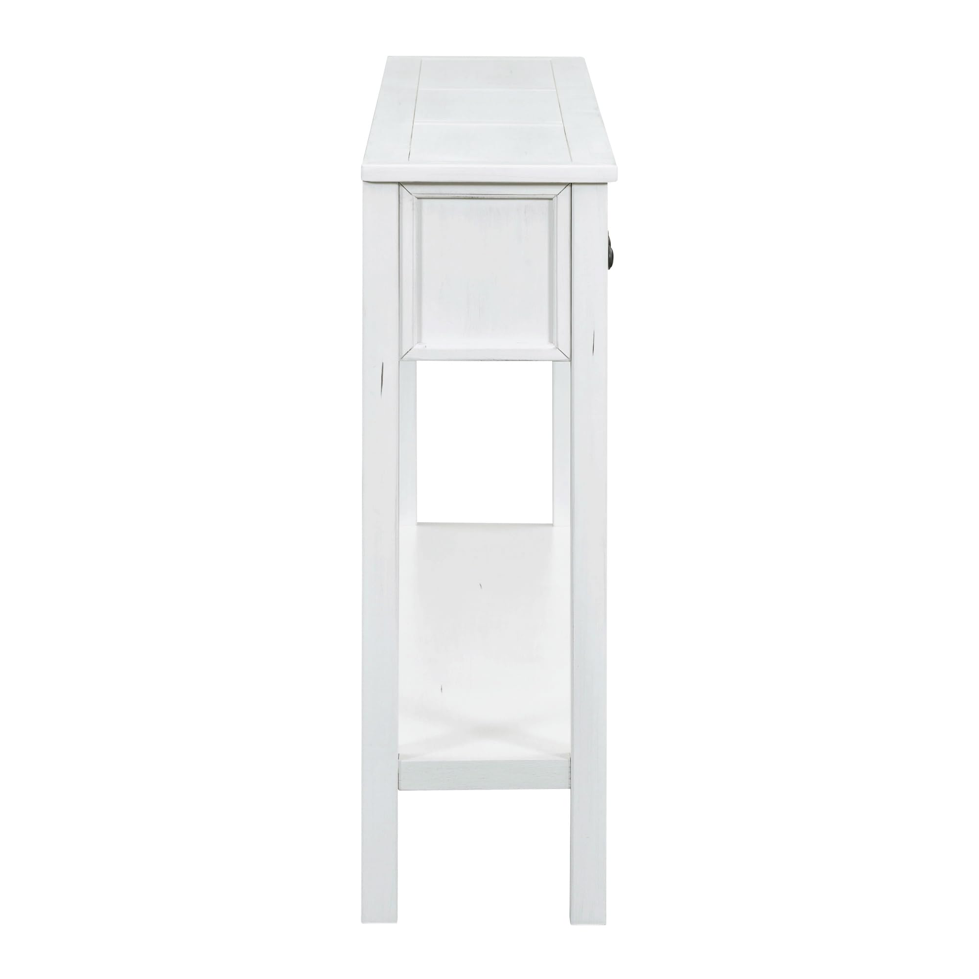 Antique White Entryway Console Table with Storage Drawers - 60
