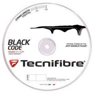 Tecnifibre Black Code 17g Tennis String Reel (Black) | High-Performance Polyester String for Tennis Rackets | Perfect for Competitive Play & Durability