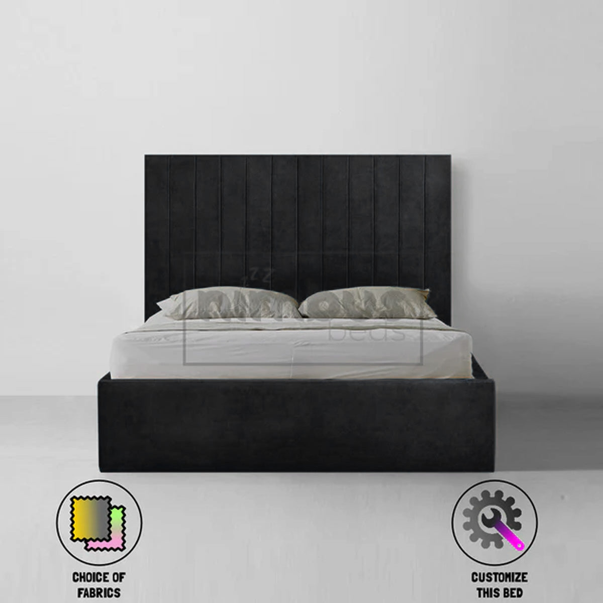 Sturdy Metal Vertical Bed Frame with Headboard - Queen Size Platform Bed for Small Spaces, Modern Bedroom Furniture - Perfect for Apartments, Dorms & Guest Rooms