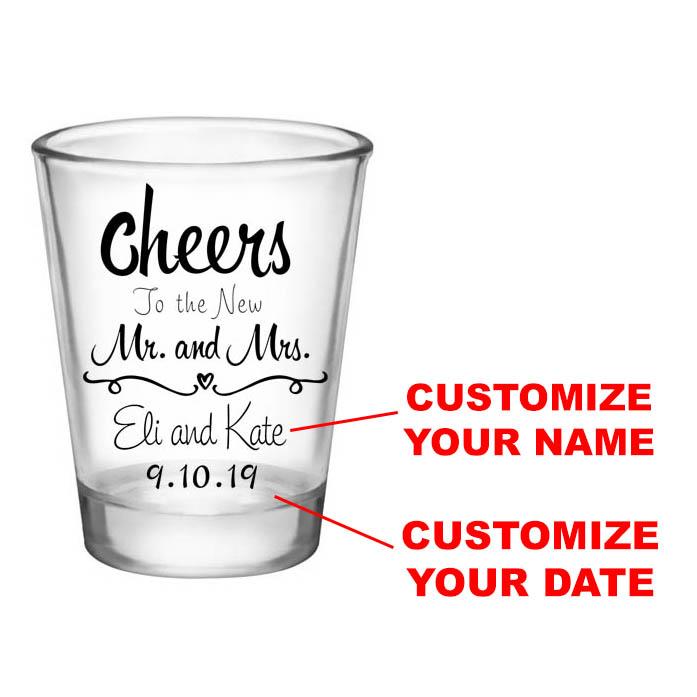 Customizable Clear Wedding Shot Glass - 1.75oz Personalized Party Favors for Bridal Showers, Bachelorette Parties & Anniversary Celebrations