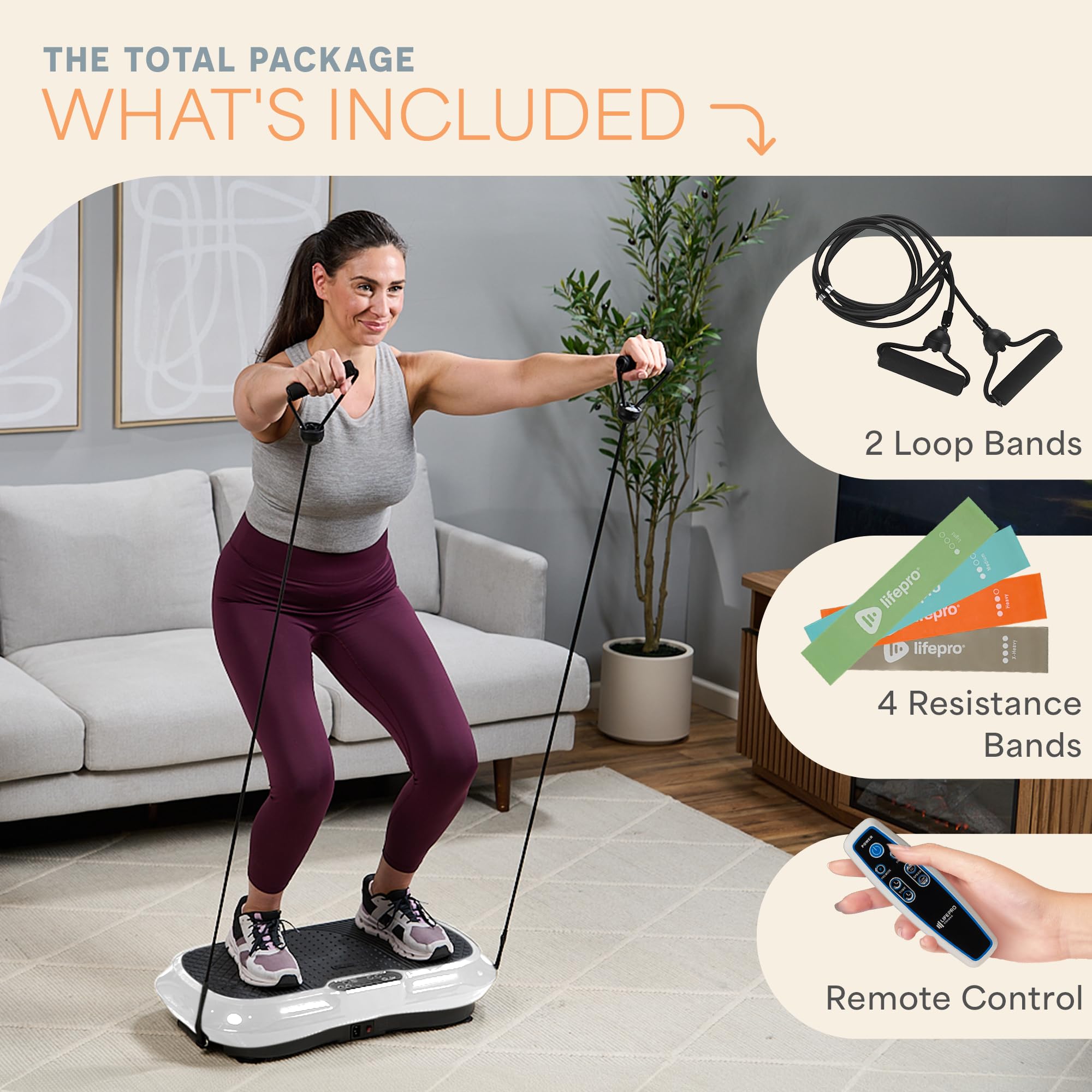 Lifepro Waver Vibration Plate Exercise Machine - High-Intensity Whole Body Vibration Platform with Resistance Bands for Muscle Activation, Strength Training & Weight Loss | Home Gym Equipment for Toning, Cellulite Reduction & Recovery Workouts