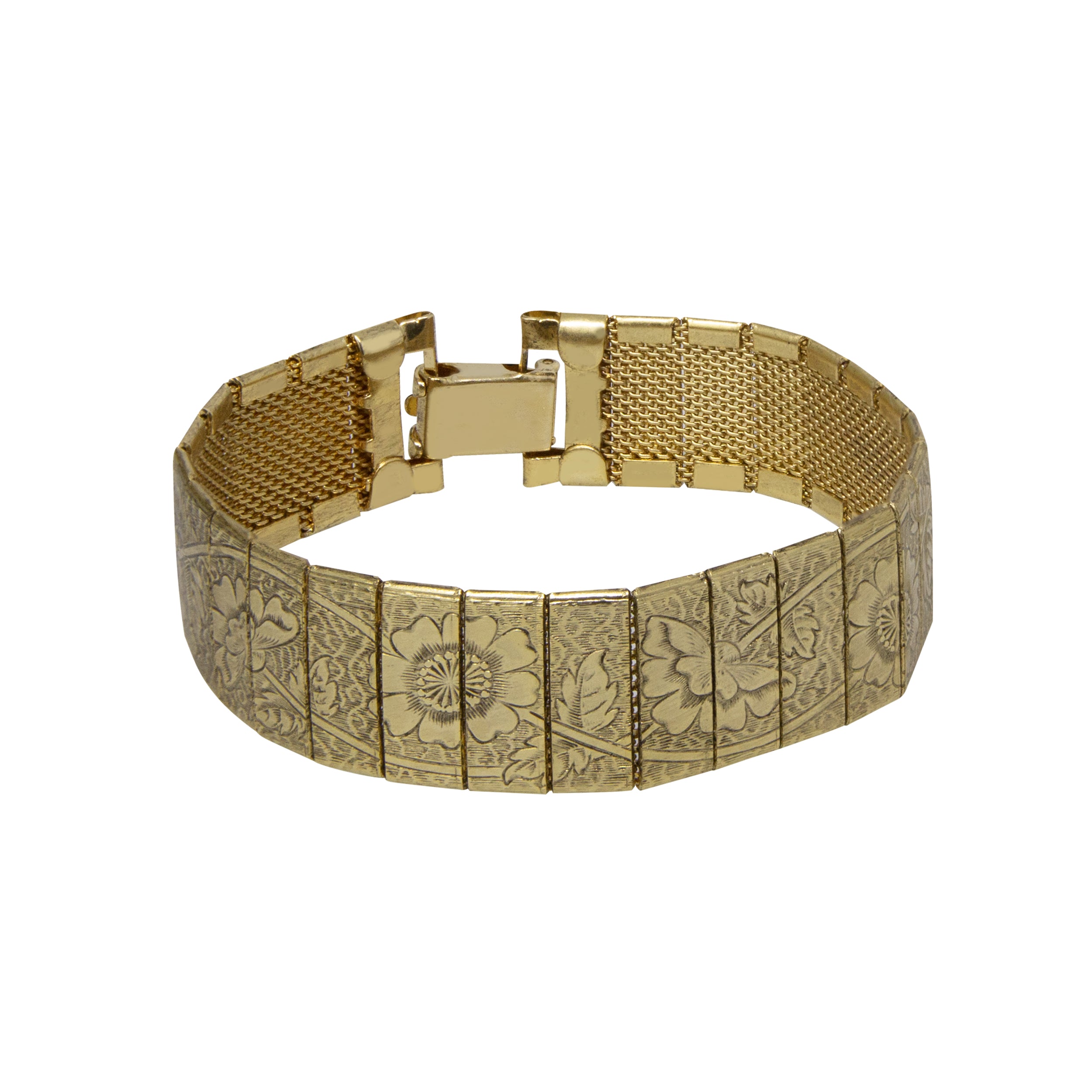 1928 Vintage Gold Floral Bracelet for Women - Elegant Adjustable Bangle with Floral Design - Perfect for Weddings, Parties & Everyday Wear