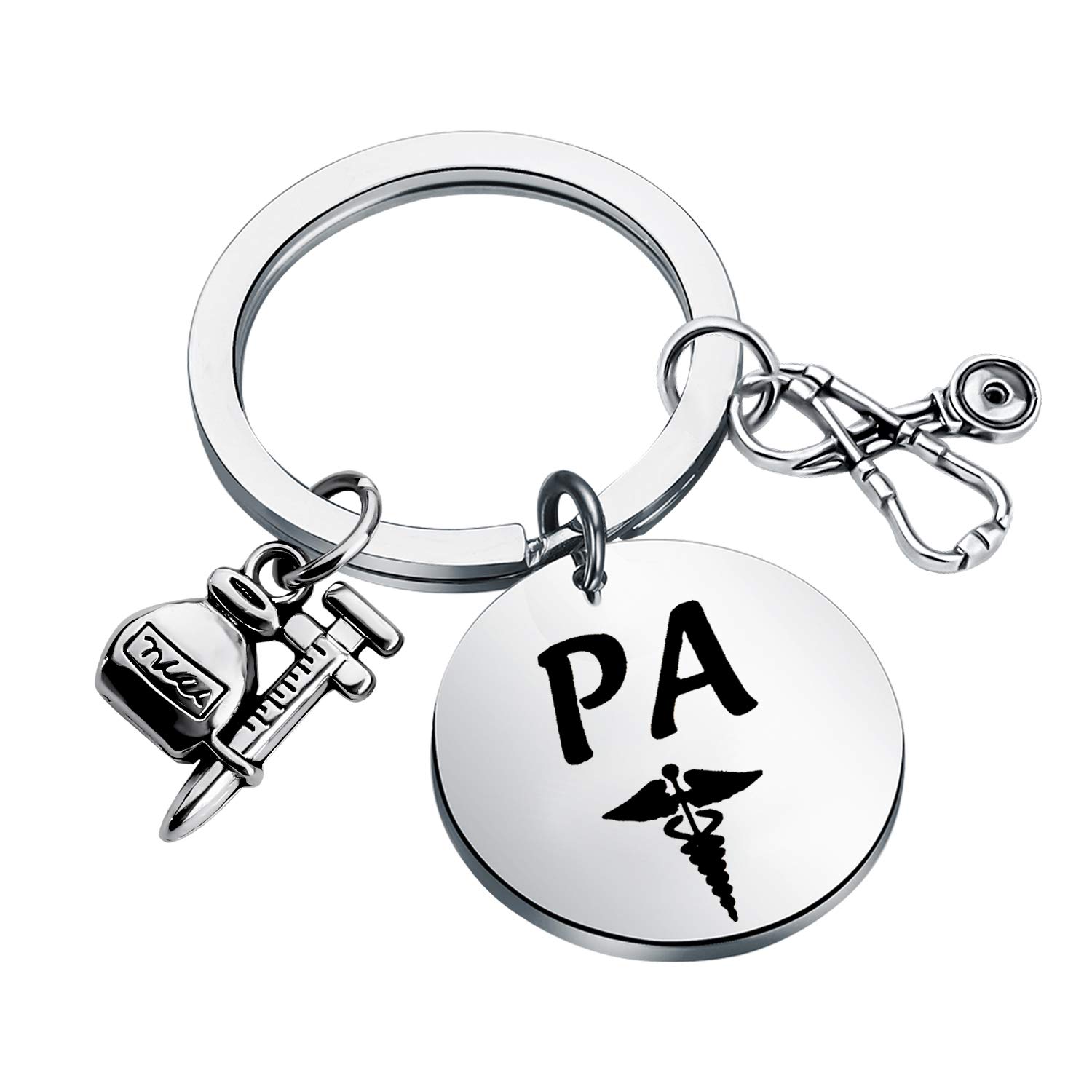 FUSTMW Physician Assistant Gift - Engraved Caduceus Keychain for Medical Graduation, PA Graduates & Healthcare Professionals - Perfect for Clinical Rotations, White Coat Ceremonies & Daily Use