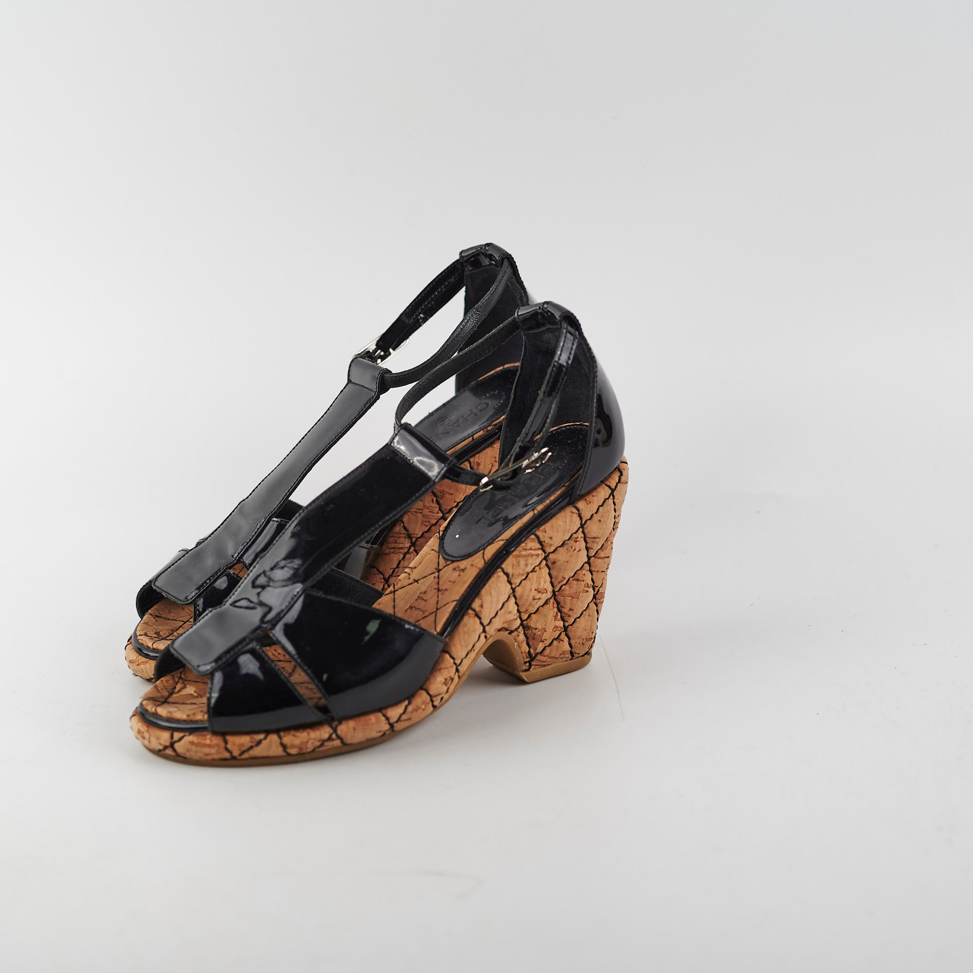 Chanel Patent Leather Sandals Women's Size 35.5 - Luxury Designer Shoes for Summer Vacation & Beach Wedding