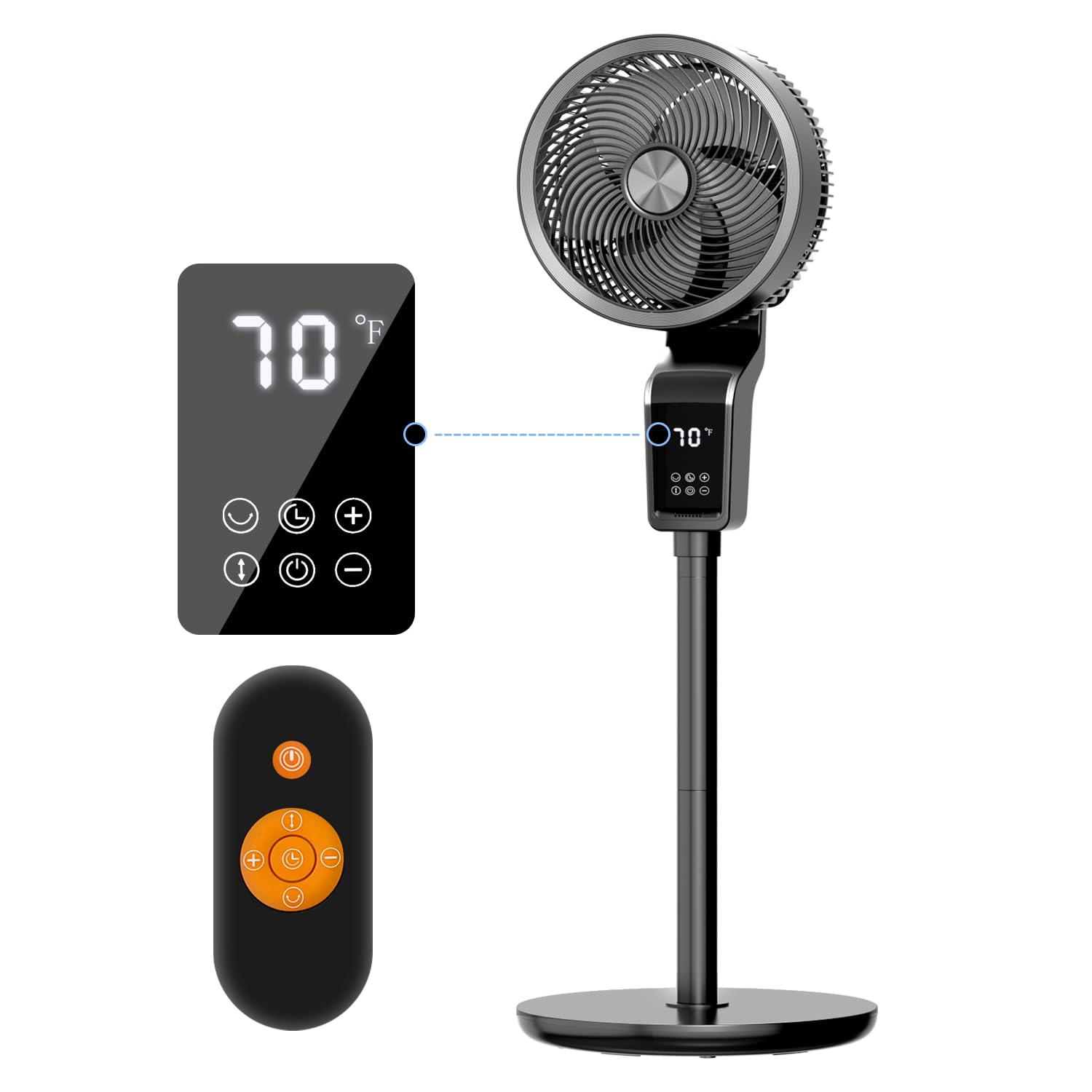 **70°+90° Quiet Oscillating Floor Fan for Bedroom & Home - 3 Speed Settings, 12H Timer, Touch & Remote Control (36-50dB) - Perfect for Cooling, Air Circulation & Nighttime Use**