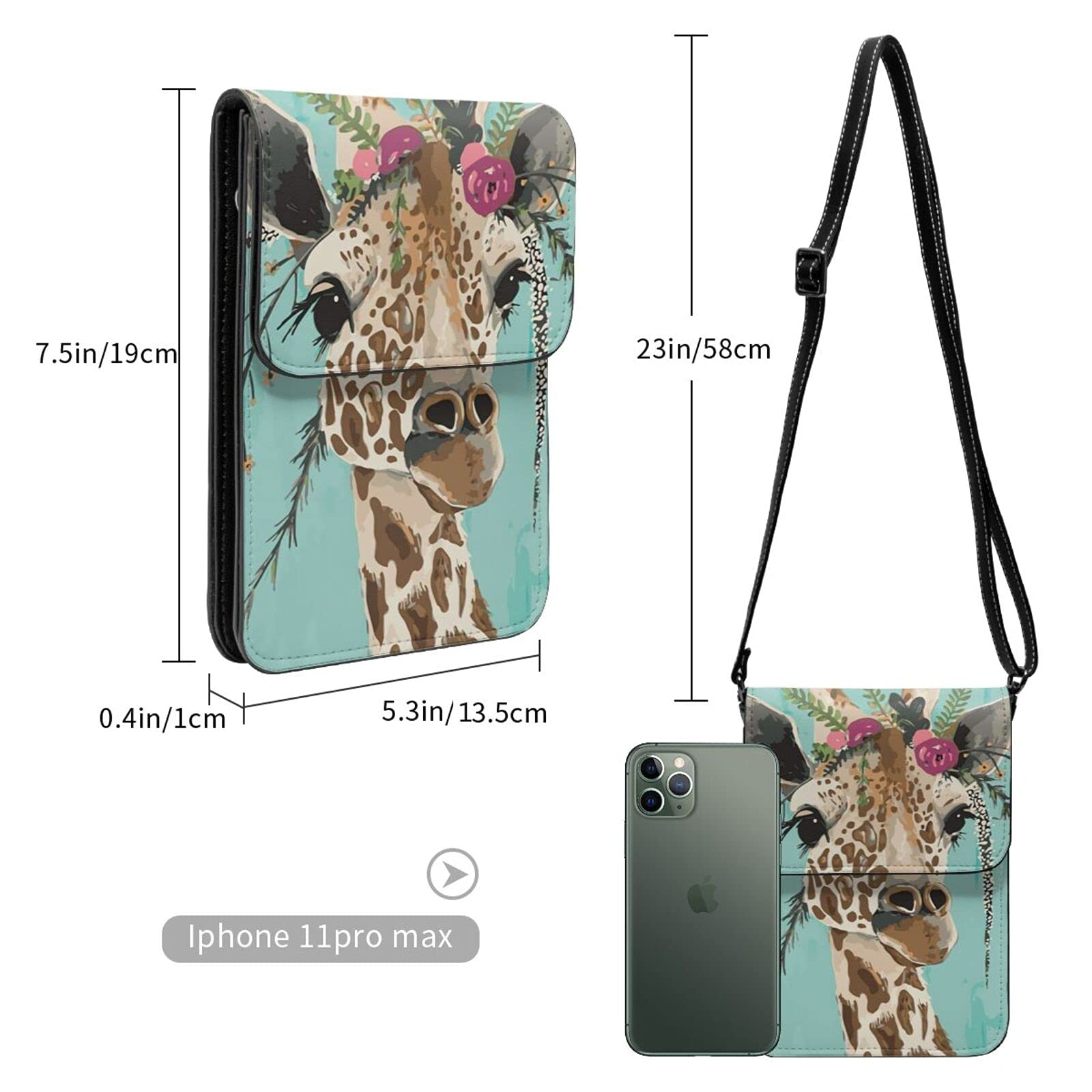 Wild Animal Giraffe Print Crossbody Phone Purse - Cute Mini Handbag with Adjustable Shoulder Strap for Women - Lightweight Wallet & Passport Holder - Perfect for Travel, Shopping, and Everyday Use