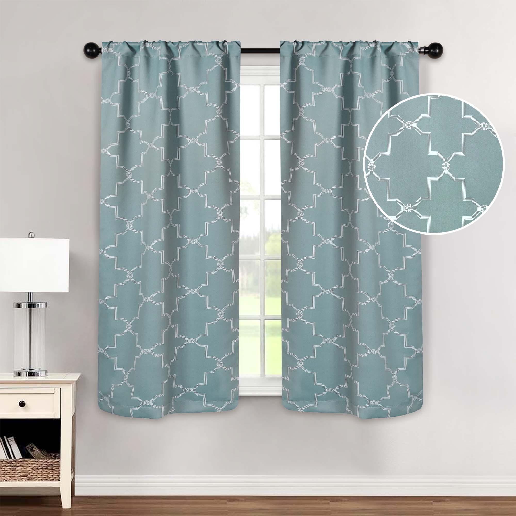 Imperial Trellis Grommet Blackout Curtains - Set of 2 Panels for Bedroom & Living Room Window Treatment, Noise Reducing & Thermal Insulated Drapes