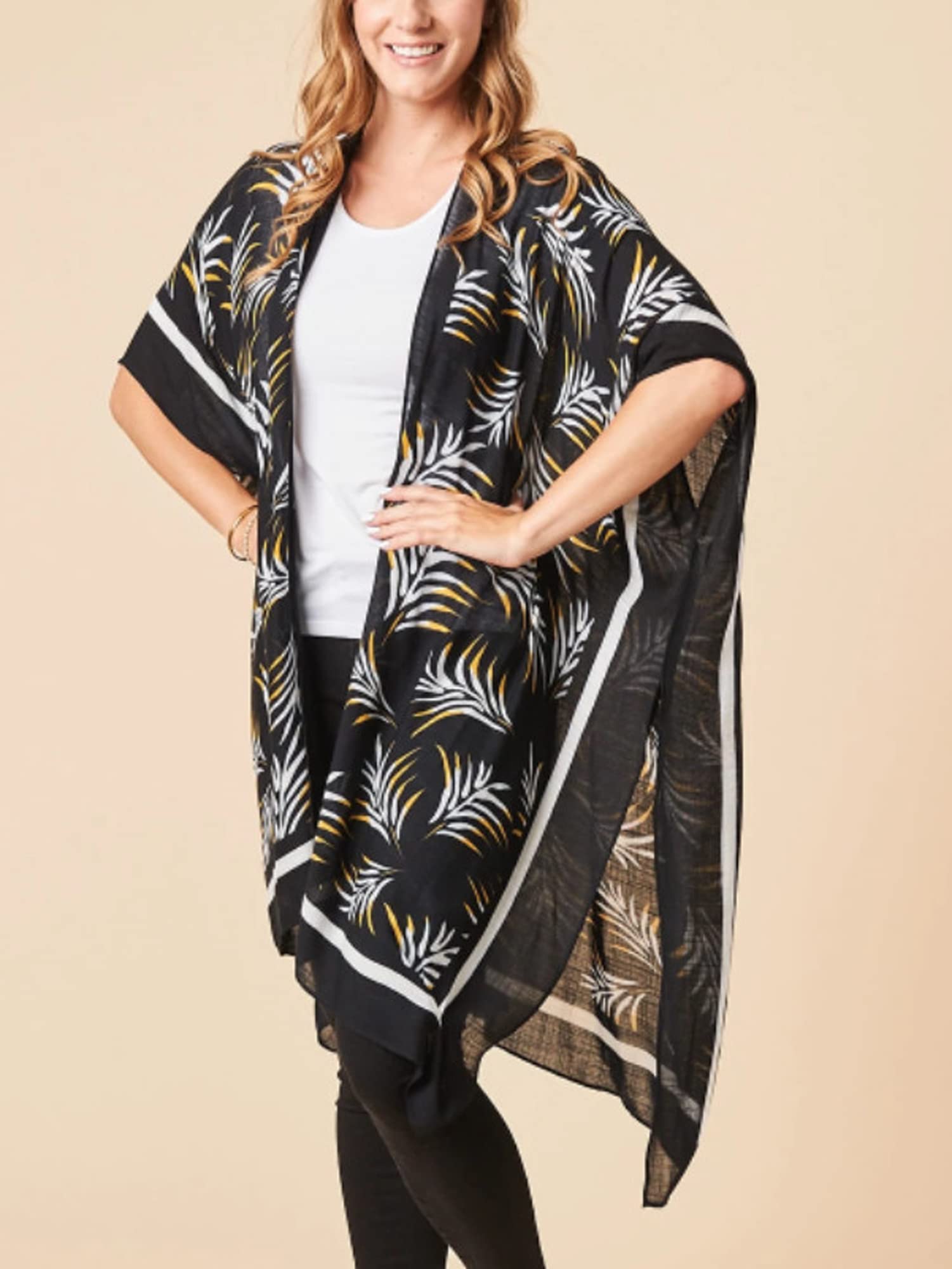 Bohemian Floral Print Women's Beach Cover Up Kimono Cardigan - Lightweight Swimsuit Cover Up for Pool, Beach & Summer Vacation