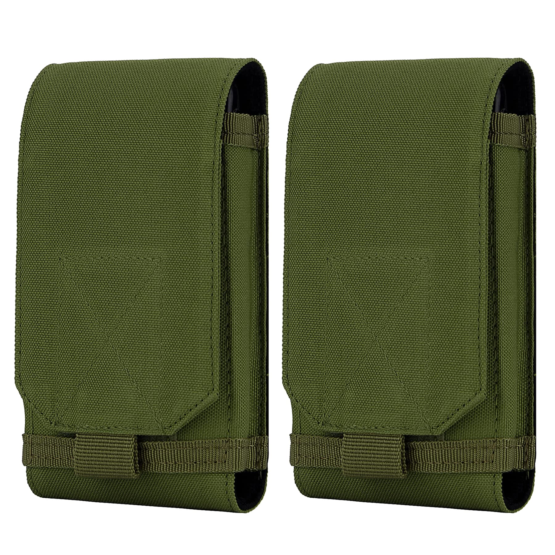 IronSeals 2 Pack Tactical Molle Phone Holster Pouch - Universal Belt Waist Bag for iPhone 16 Pro Max/16 Pro/15 Pro Max & Samsung S24/S23 - Durable Military-Grade Phone Holder for Hiking, Camping & Outdoor Adventures (Size L)