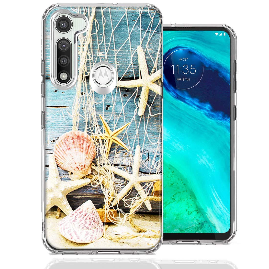 Motorola Moto G Fast Case - Starfish Net Design Double Layer Cover for Protection