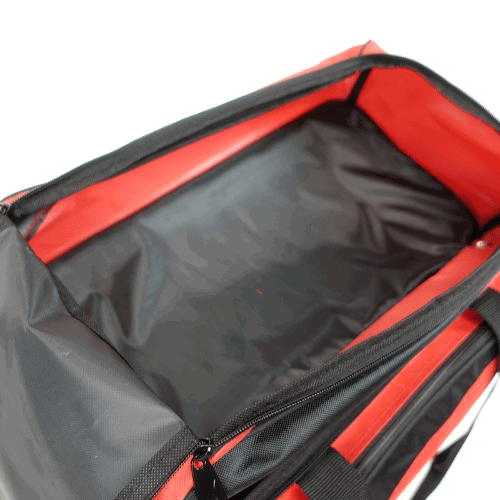 ELITE Deluxe Double Roller Bowling Bag - Heavy Duty Red Bowling Ball Carrier with Wheels for 2 Balls, Shoes & Accessories - Perfect for League Play & Tournament Travel