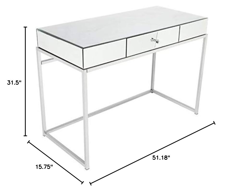 Mirrored Makeup Vanity Table Desk with Mirror - Elegant Console Table for Women, Home Office & Writing Desk | Perfect Gift Idea for Bedroom, Dressing Room & Beauty Space