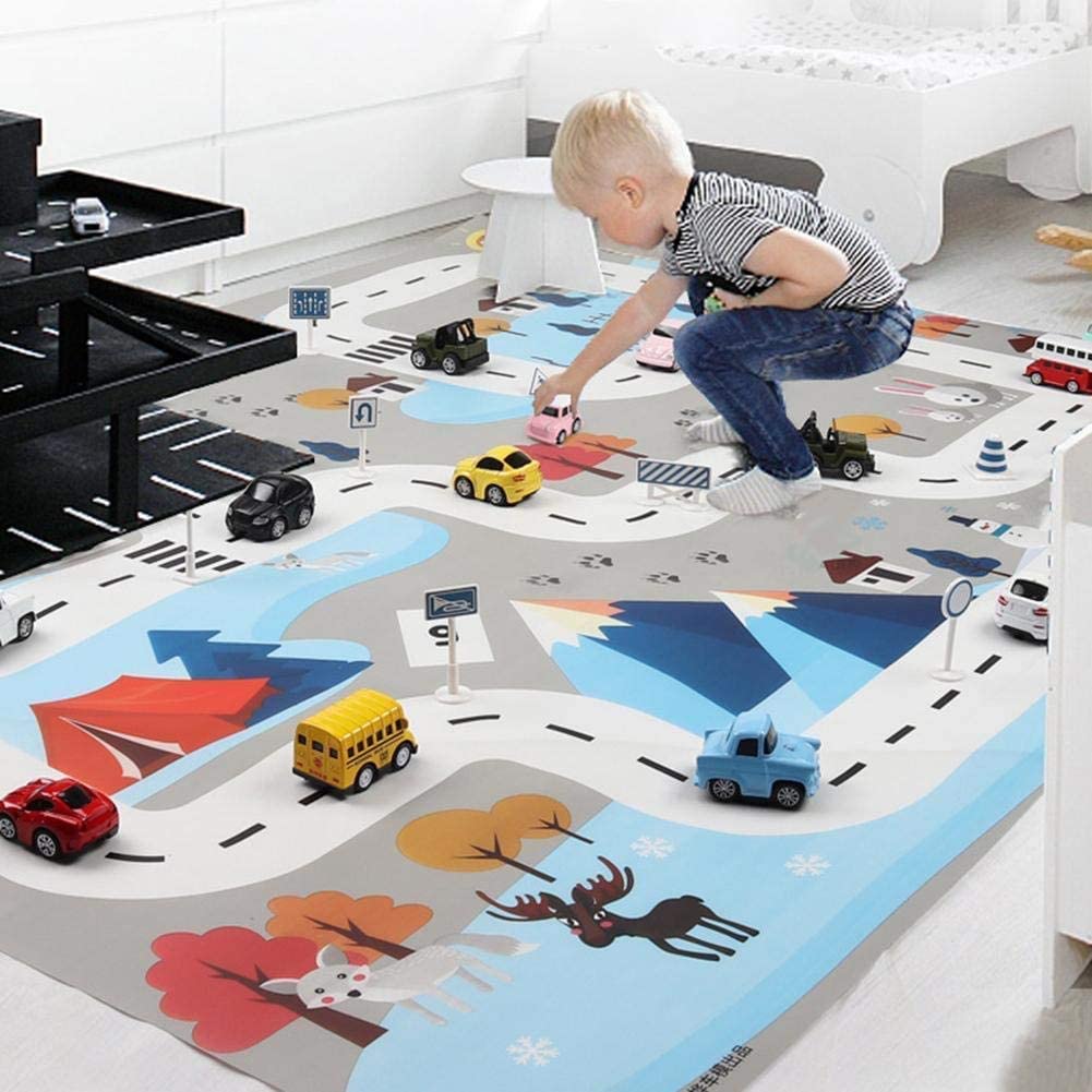 Kids Traffic & Parking Play Mat - Waterproof Educational Road Carpet for Children, Extra Large Thickened Learning Game Mat for Bedroom & Playroom | Perfect for Indoor Play, Early Education & Road Safety Learning