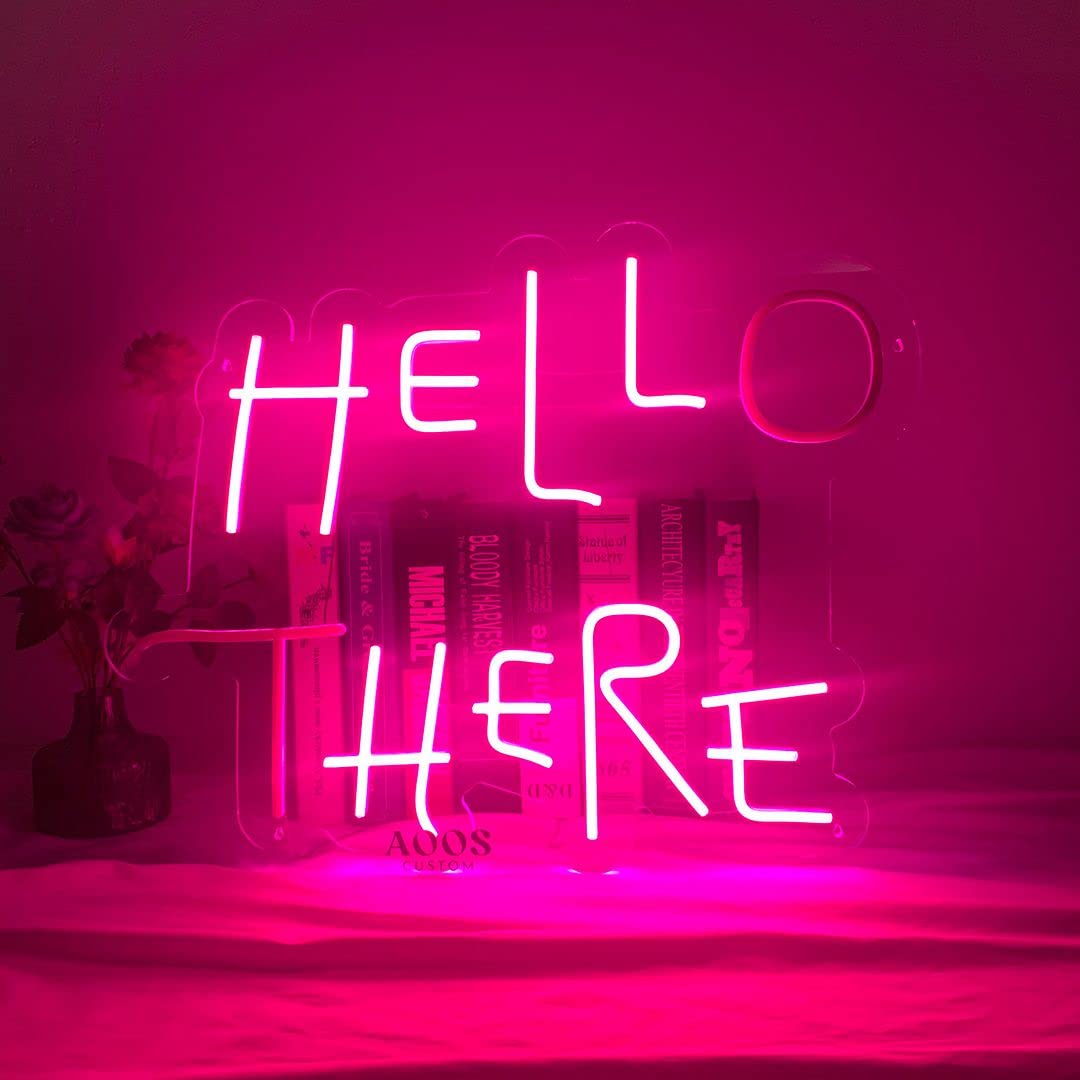 Custom Neon Signs for Room & Bedroom Decor - Aesthetic LED Wall Art for Home, Wedding, Party, Bathroom & Kitchen Lighting (Hello There Hell Here Design) - Perfect for Wall Decor, Bar Signs & Gift Ideas