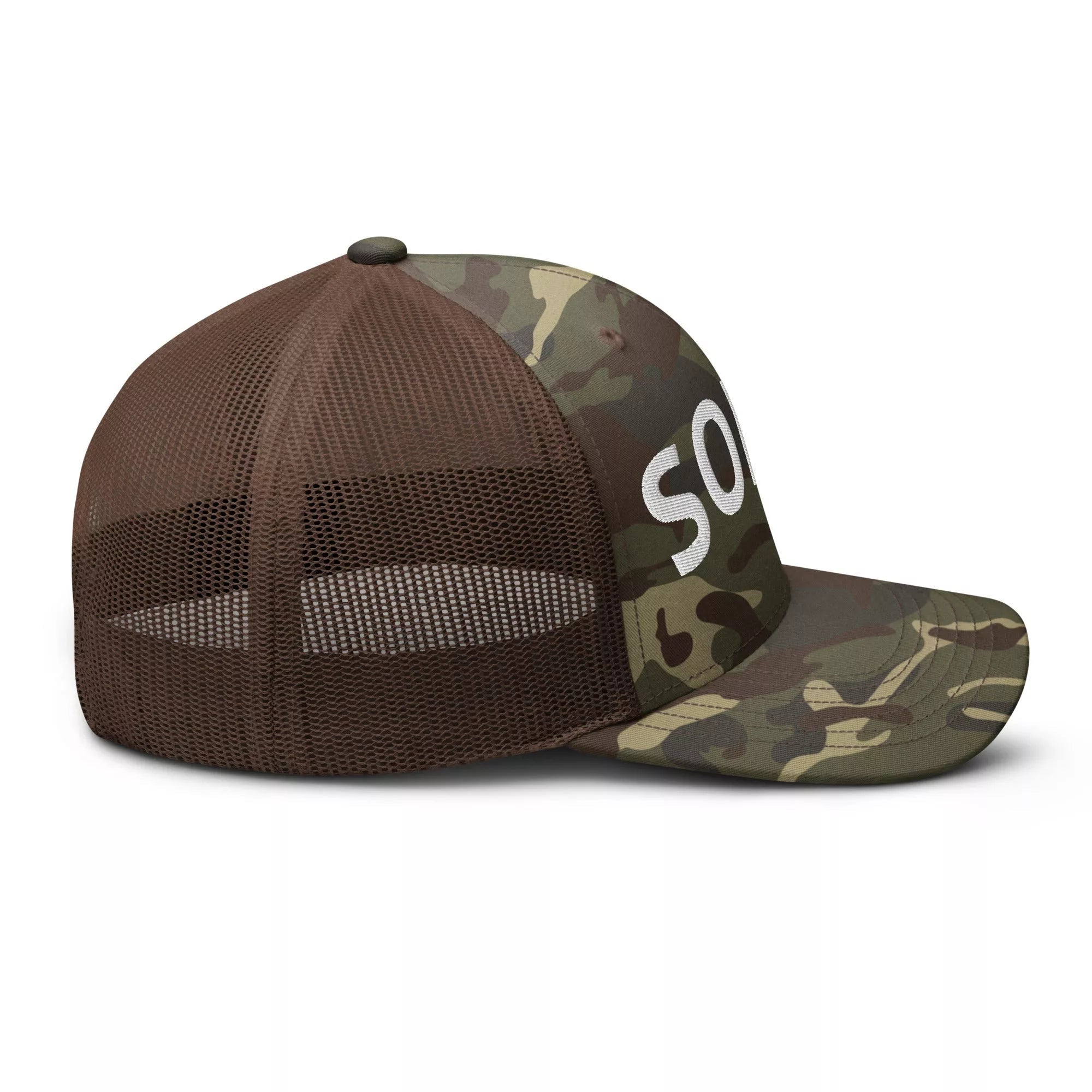 Sober Camouflage Trucker Hat for Men & Women - Adjustable Snapback Cap for Outdoor, Hiking, and Casual Wear