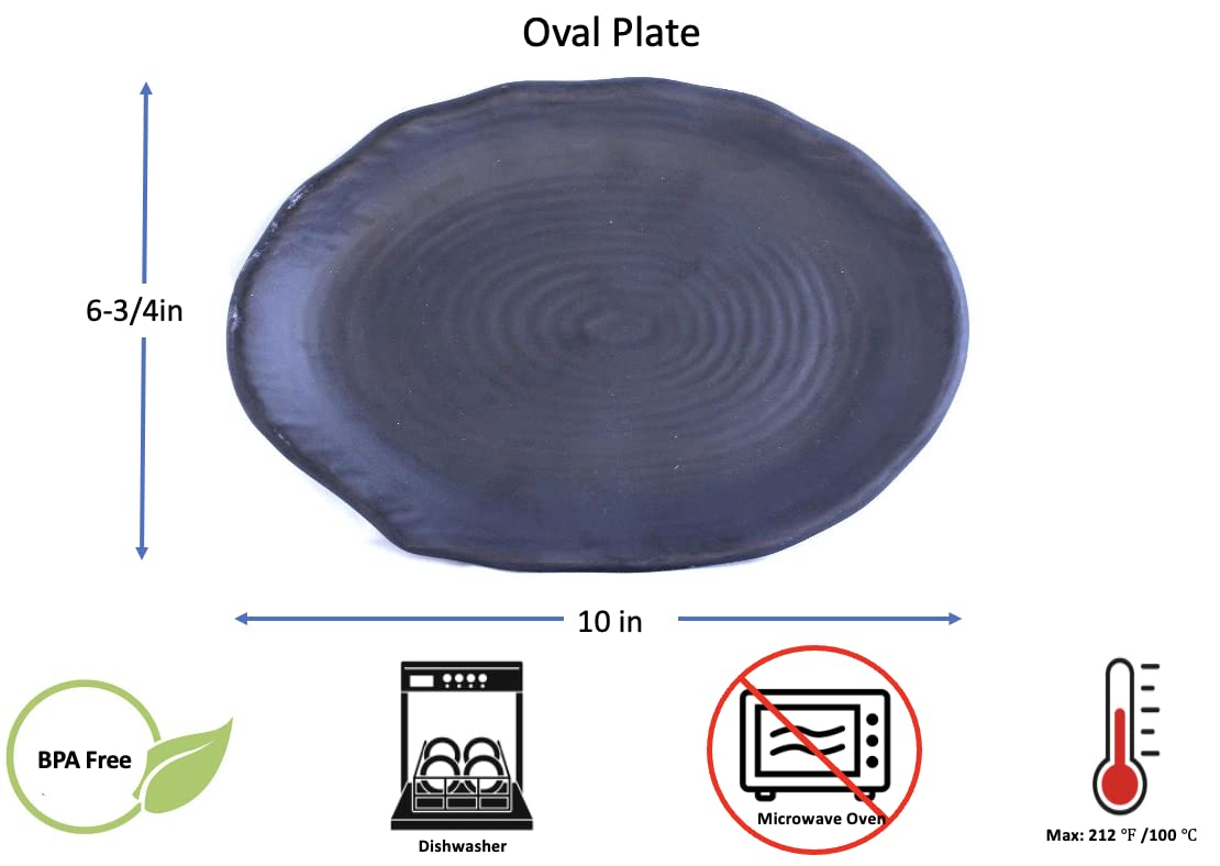 Premium Melamine Oval Plates for Sushi, Sashimi & Appetizers - 10