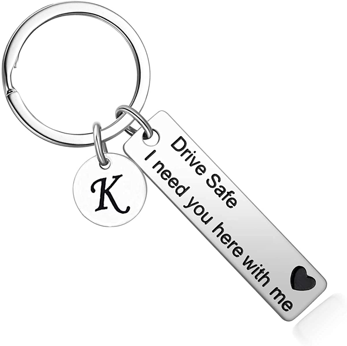 Personalized Stainless Steel Initial Letter Keychain for Boyfriend - Thoughtful Drive Safe Gift for Men, Couples & Anniversaries - Perfect for Car Keys, House Keys & Everyday Carry