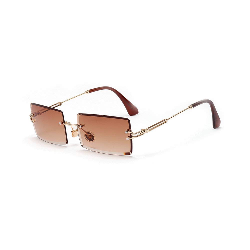 Stylish Women's Small Rectangle Sunglasses - Ultralight Candy Color Rimless UV Protection Shades for Beach, Driving & Outdoor Activities
