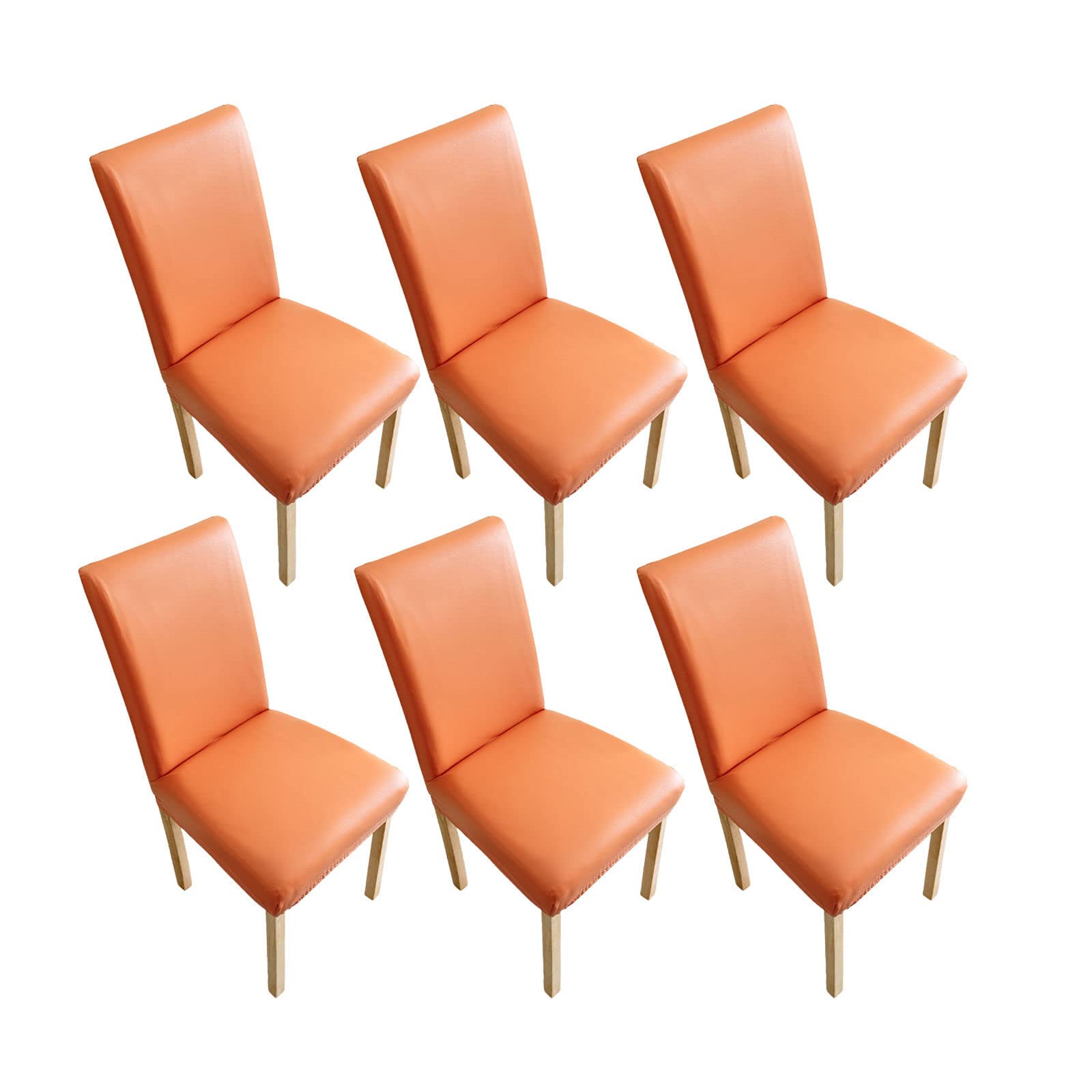 Waterproof Stretch Dining Chair Covers Set of 6 - Universal Fit for Home Decor, Living Room, Kitchen - Orange Seat Protectors for Pets, Kids & Everyday Use